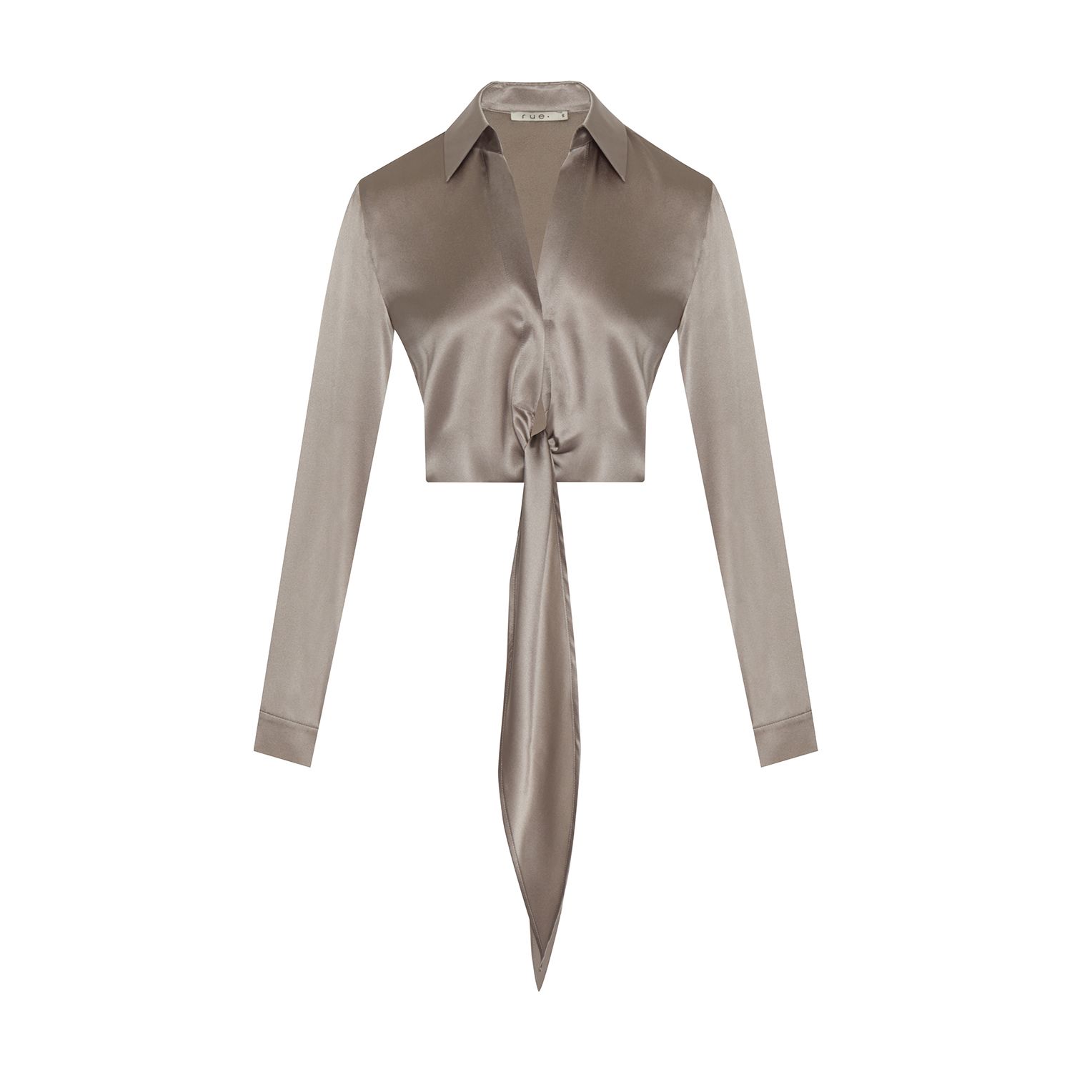 Rue Les Createurs Women's Tie-on Silk Grey Blouse In Grey