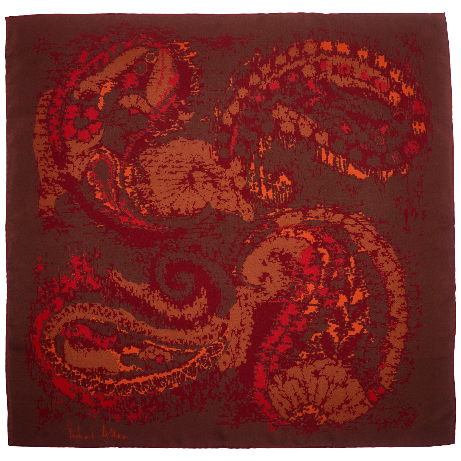 Richard Allan London Women's Brown / Red Red Illusion Silk Scarf In Multi