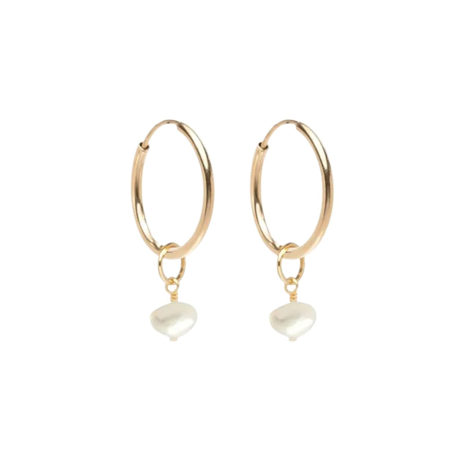 Ella Palm Women's Gold / White Cassis Keshi Pearl Sleeper Gold Hoops
