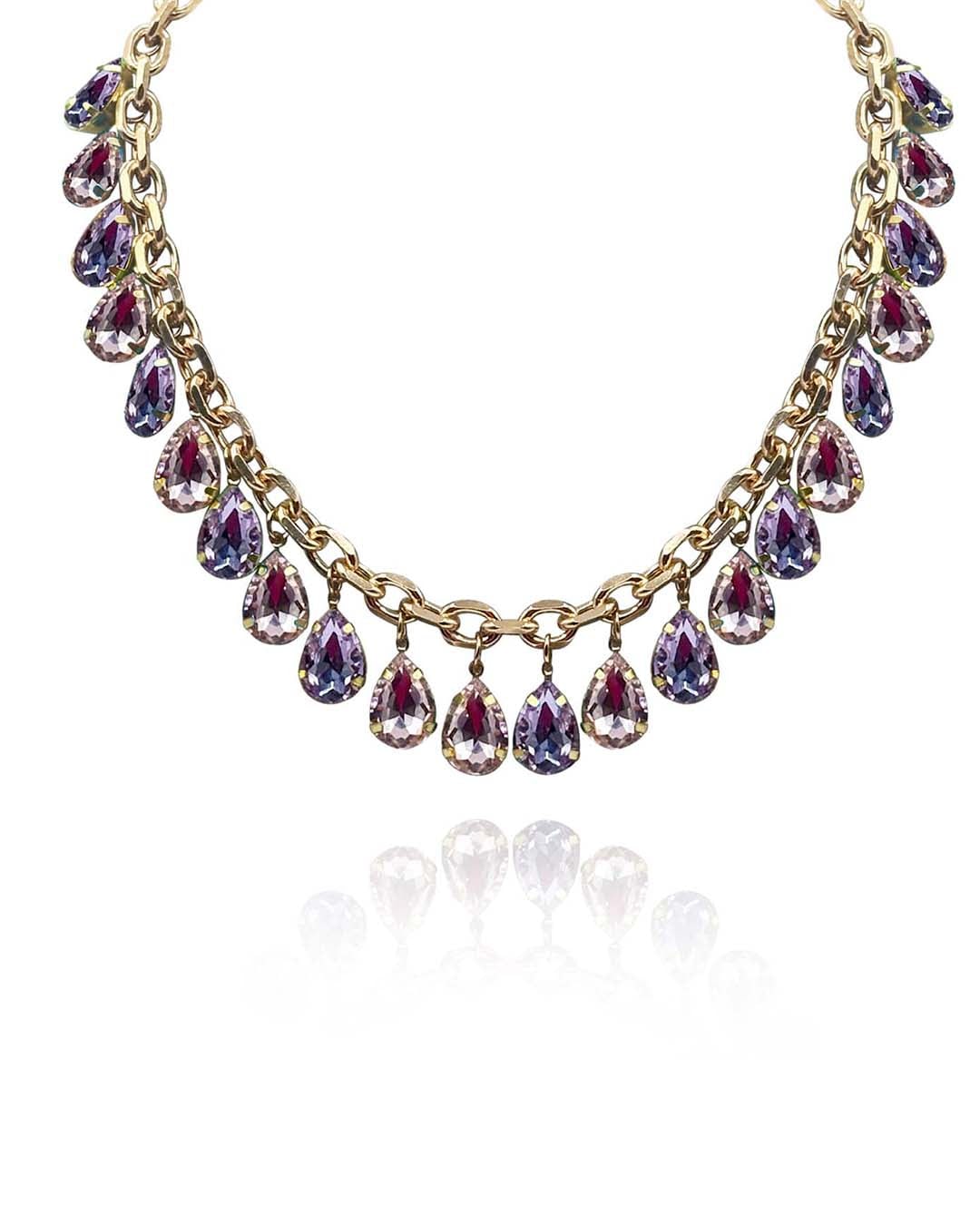 Michael Nash Jewelry Women's Pink / Purple Light Rose And Light Amethyst Gold Plate Crystal Necklace