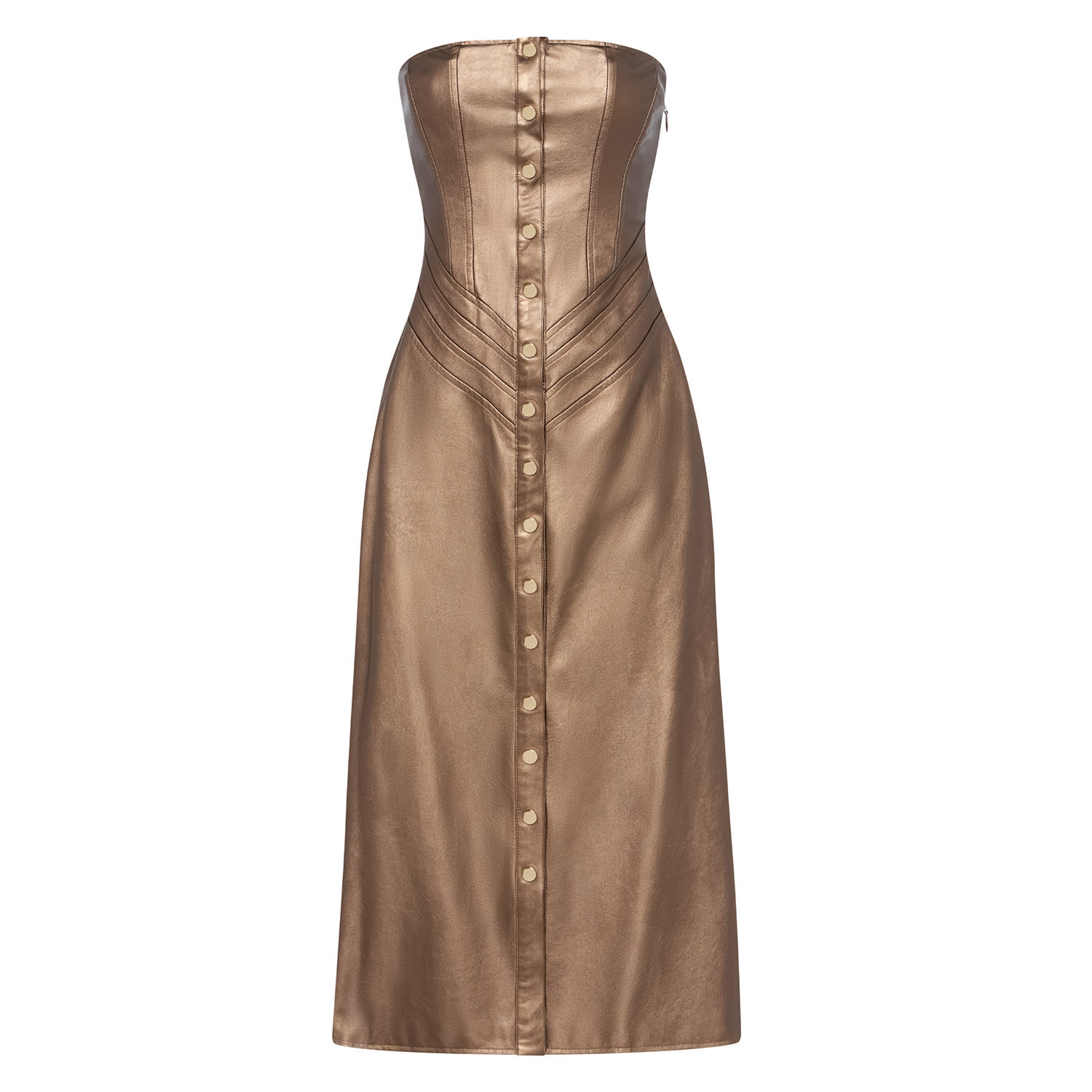 Zetaye Women's Brown Liberty Faux Leather Strapless Dress - Bronze In Brown