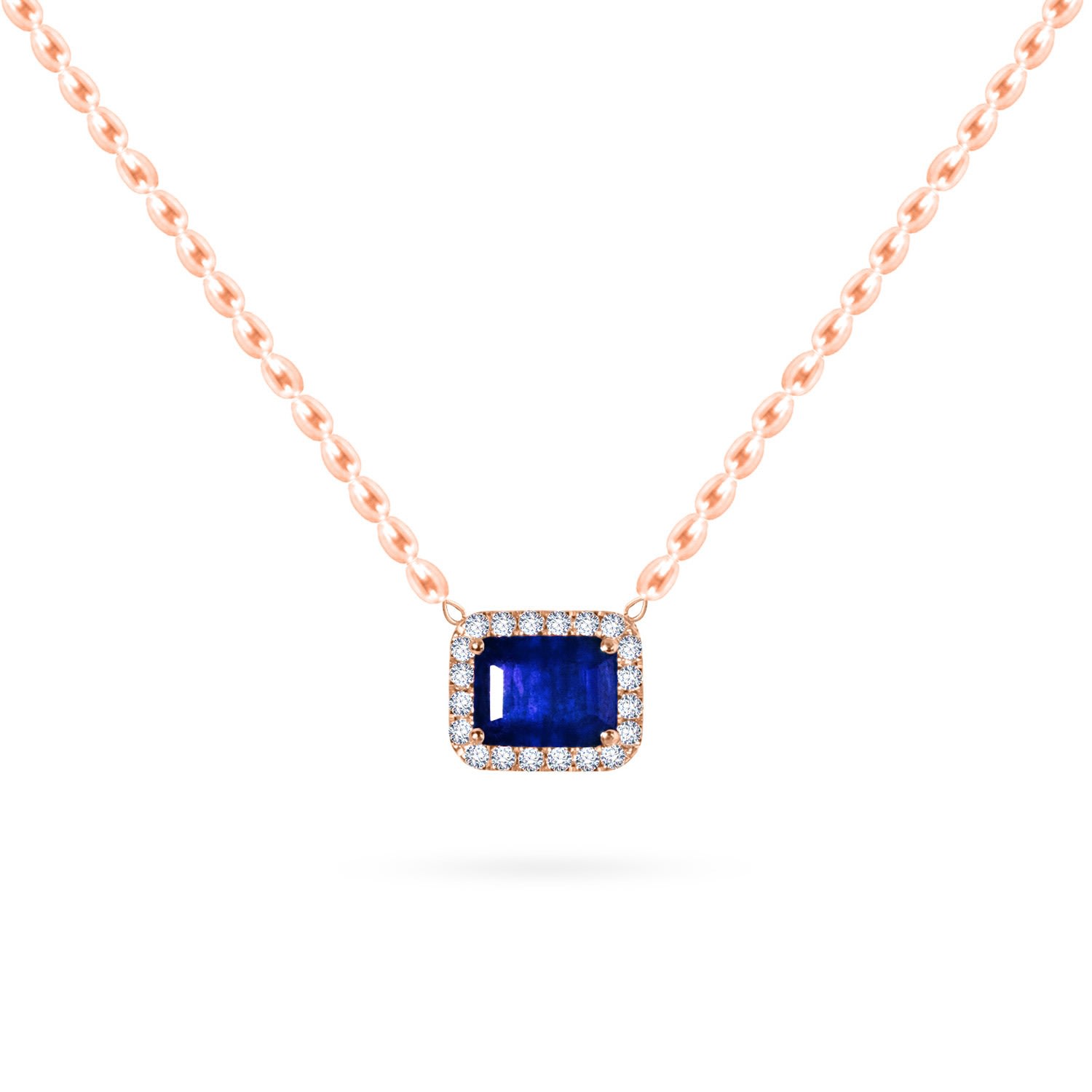 Women’s Necklace Cleopatra Rose Pearls On 18K Rose Gold, Diamonds & Precious Stone - Sapphire Aquae Jewels