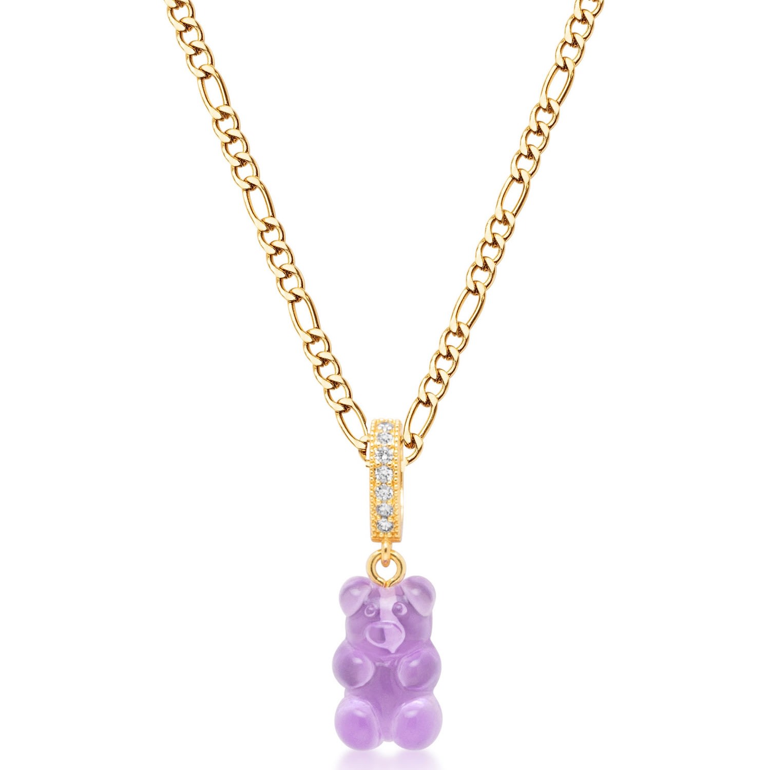 Nialaya Gold / Pink / Purple Men's Purple Gummy Bear Necklace