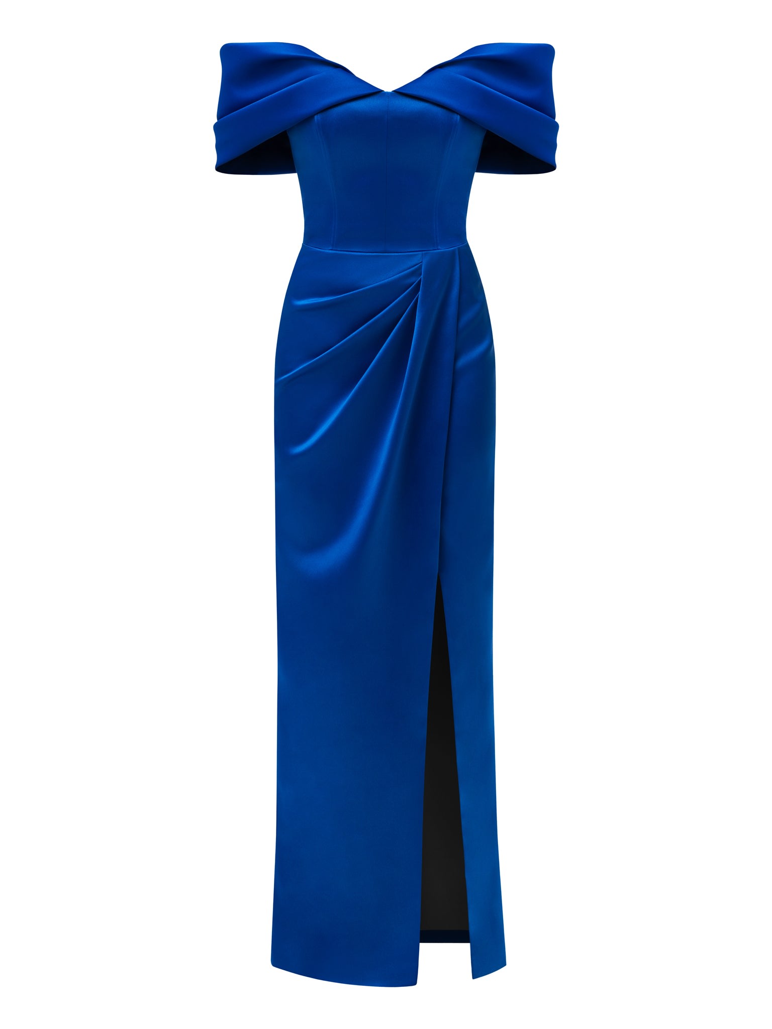 Women's Heavenly Kissed Draped Satin Maxi Dress - Azure Blue | XXL | Tia Dorraine