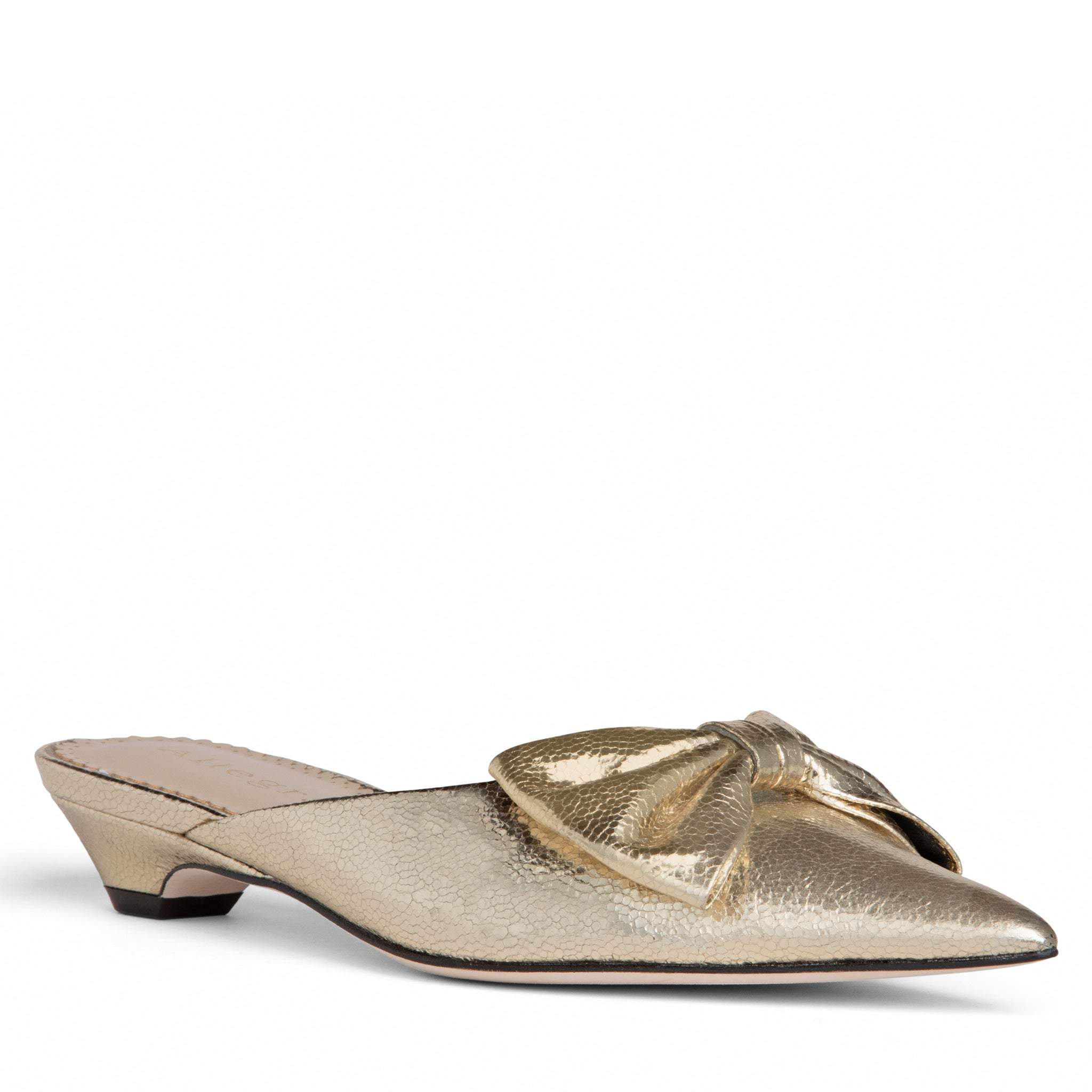 Allegra James Bowie Leather Bow Slide In Gold