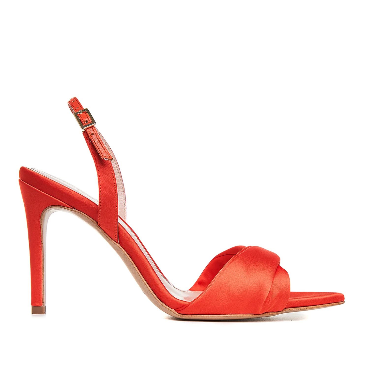 Ginissima Chloe Orange Satin Sandals In Yellow/orange