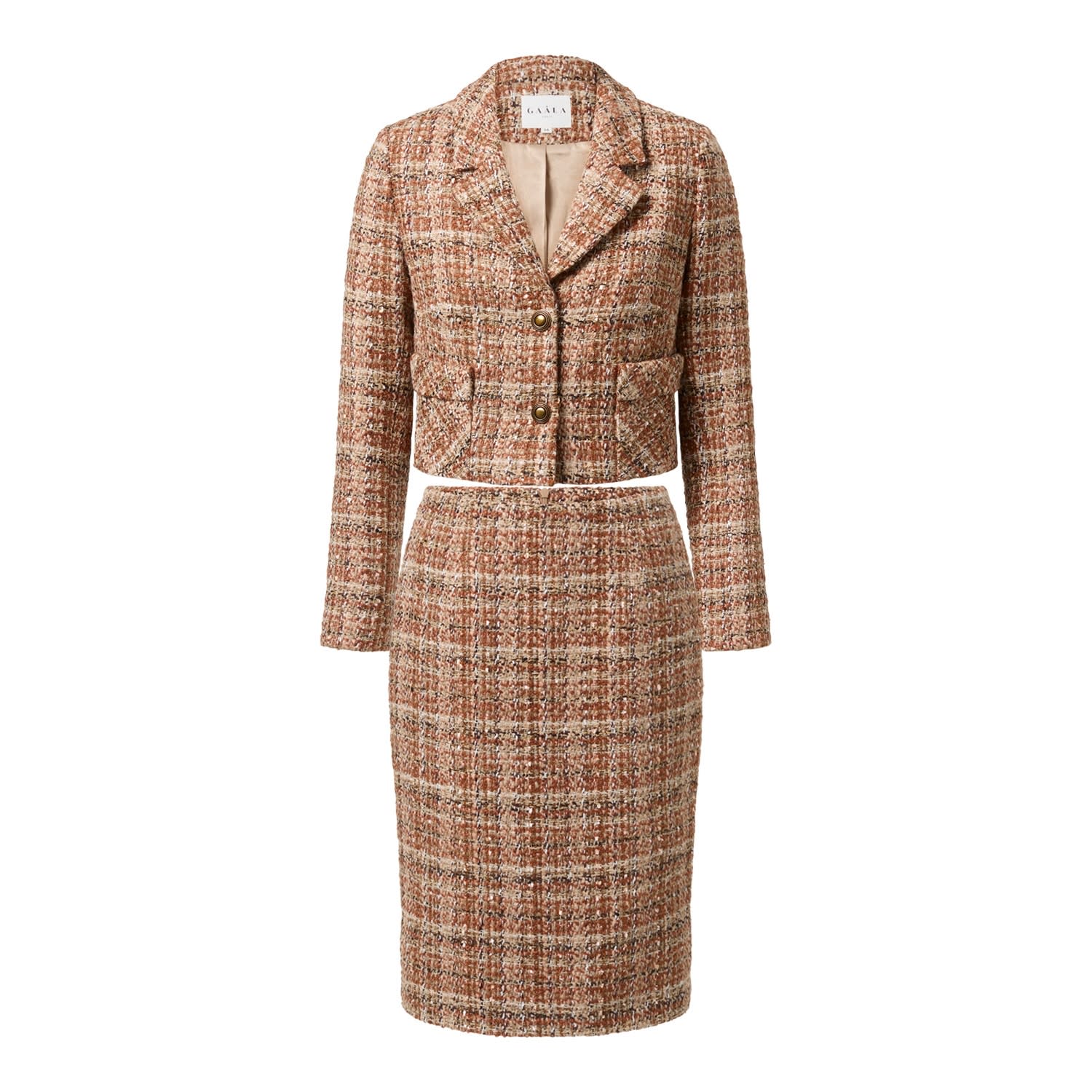 Gaala Brown Madina Tweed Two Piece In Brown