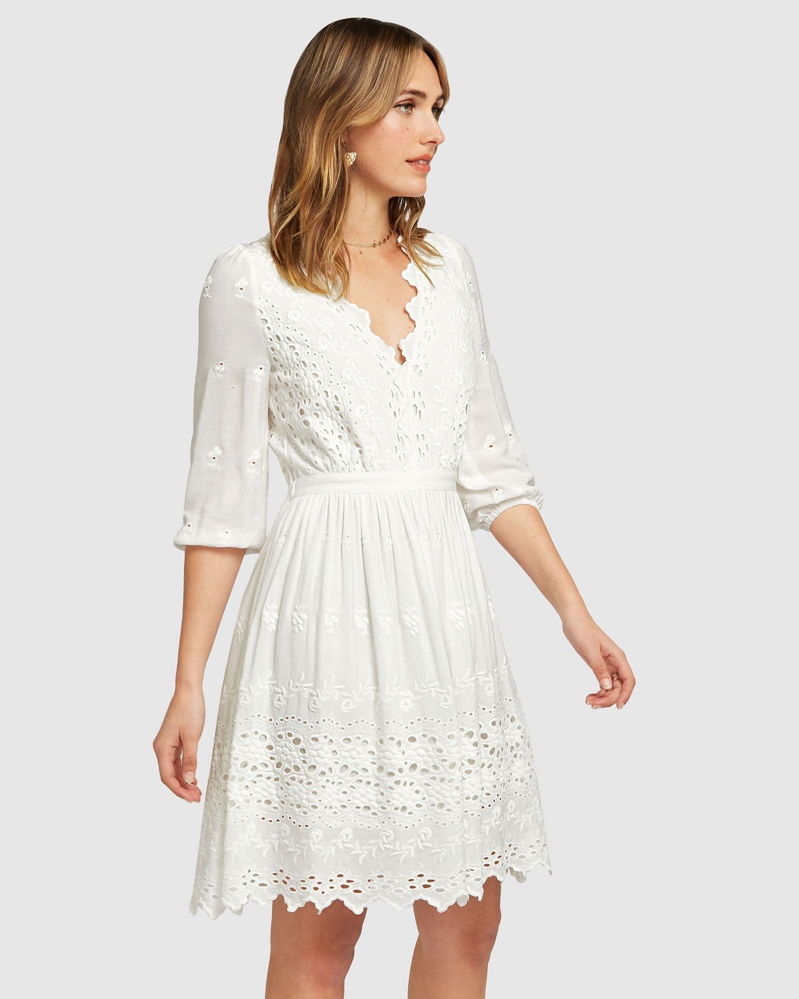 Sweet Talk Eyelet Mini Dress - White | Belle & Bloom | Wolf & Badger