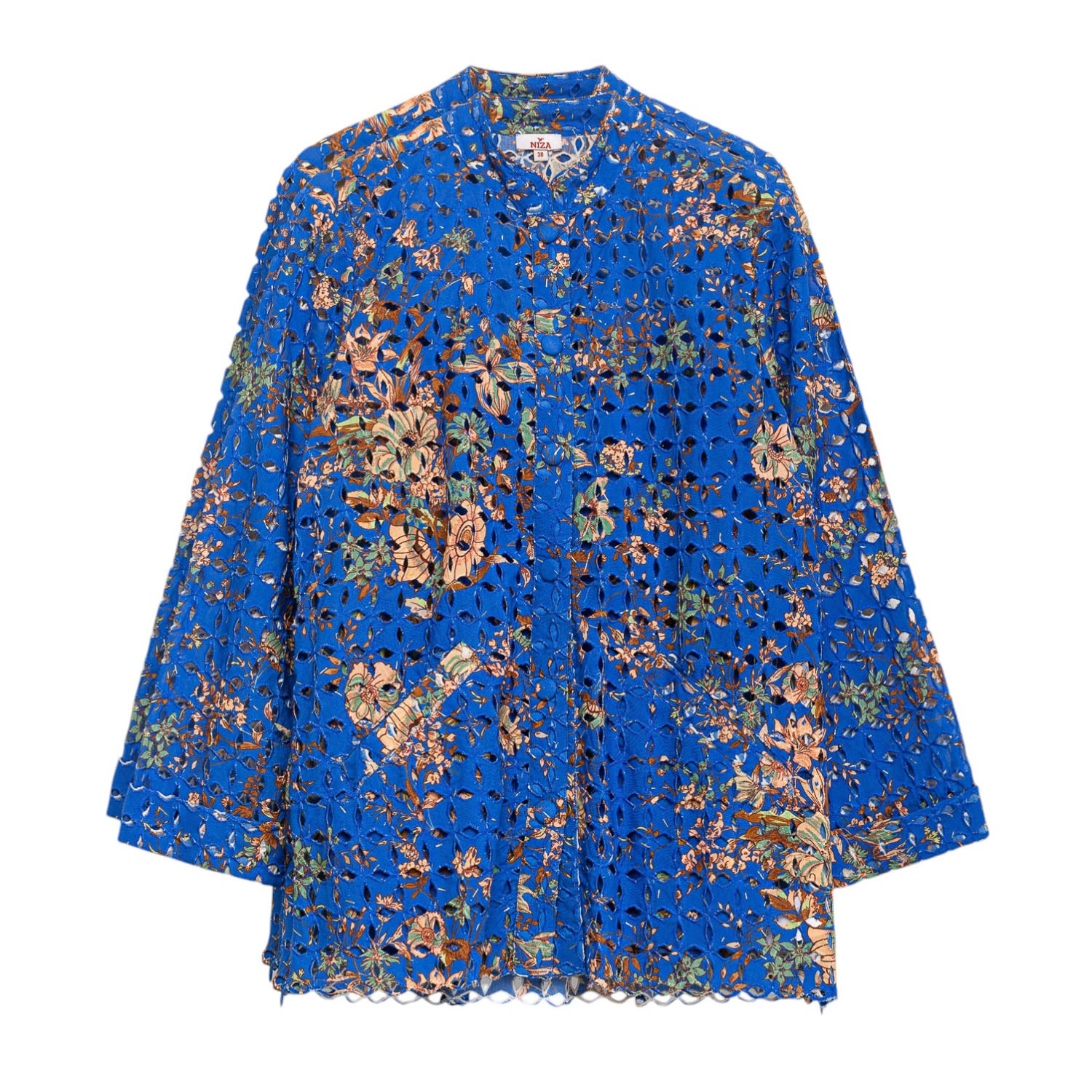 Niza Women's Blue Perforated Cotton Jacket Manila