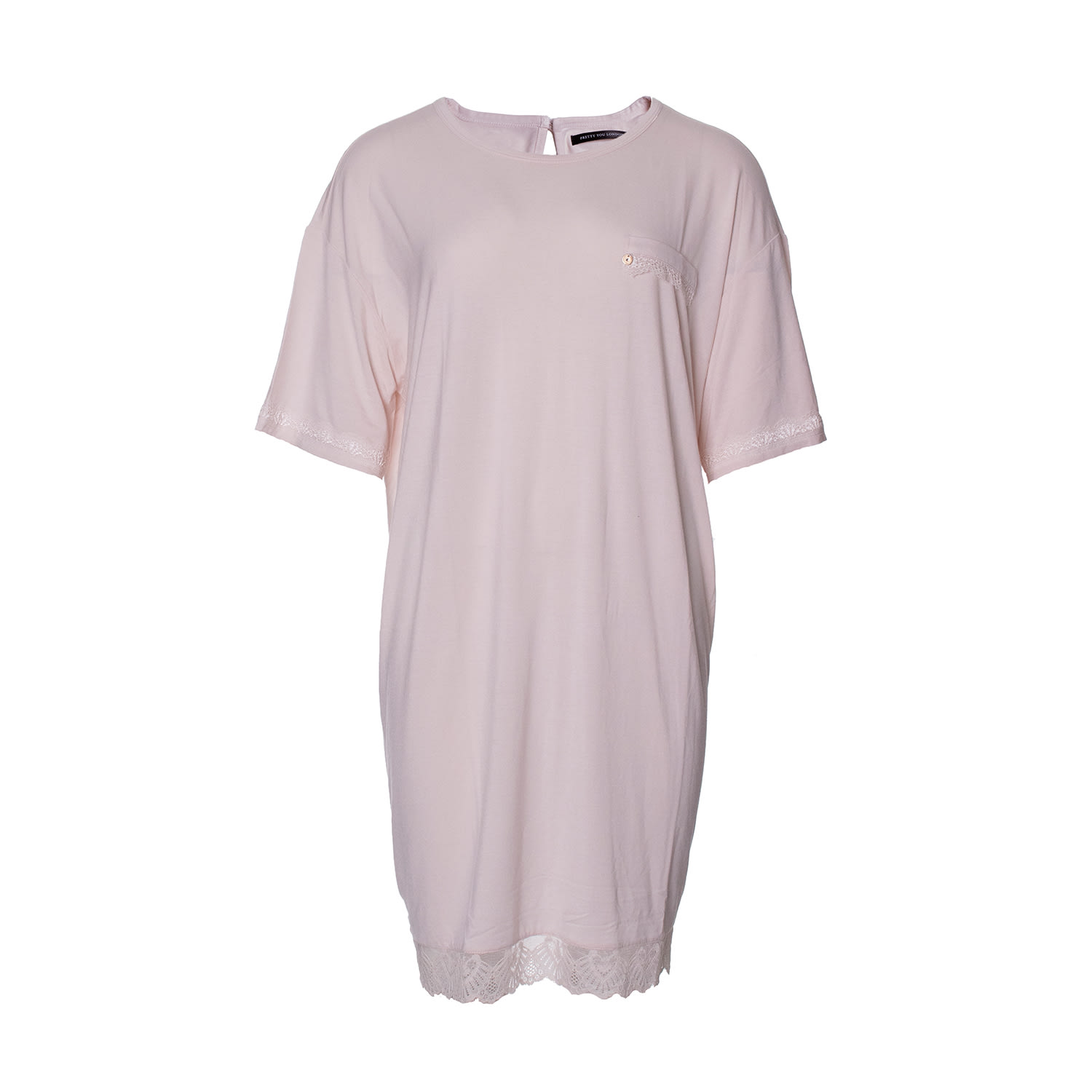 Pretty You Women's Pink / Purple Bamboo Lace Tee Dress In Powder Puff