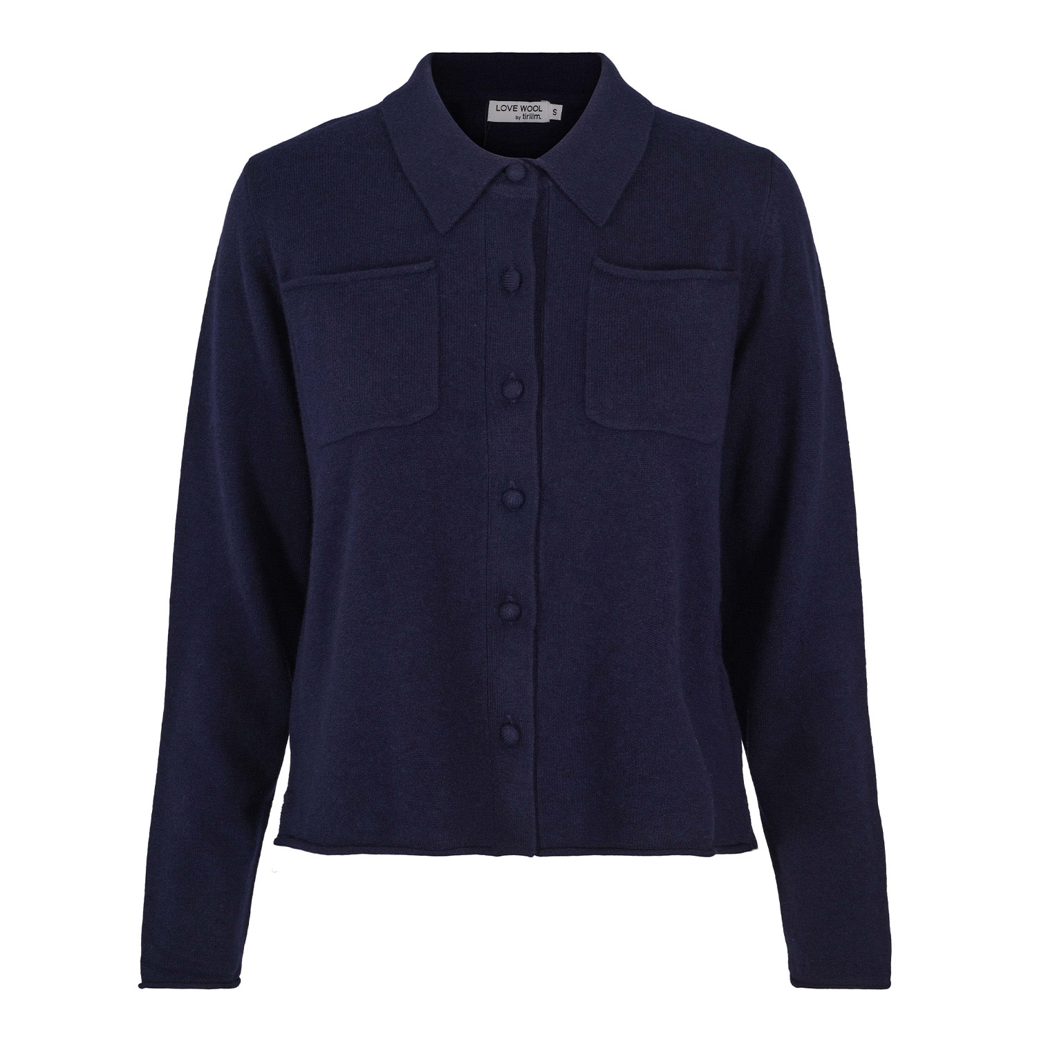 Women’s Nadine Short Cardigan With Collar And Pockets, Navy Blue Small Tirillm