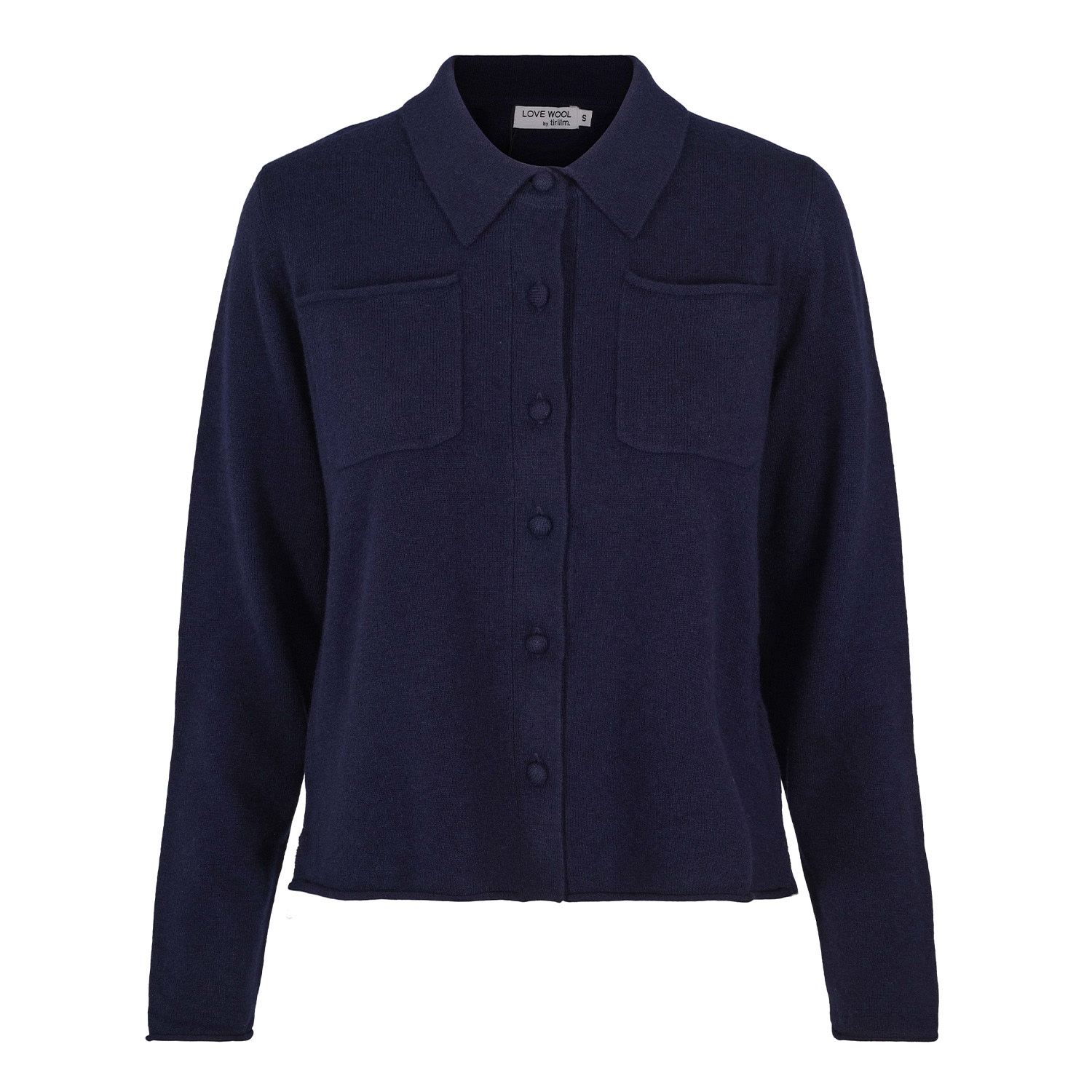 Tirillm Women's Nadine Short Cardigan With Collar And Pockets, Navy Blue In Blue