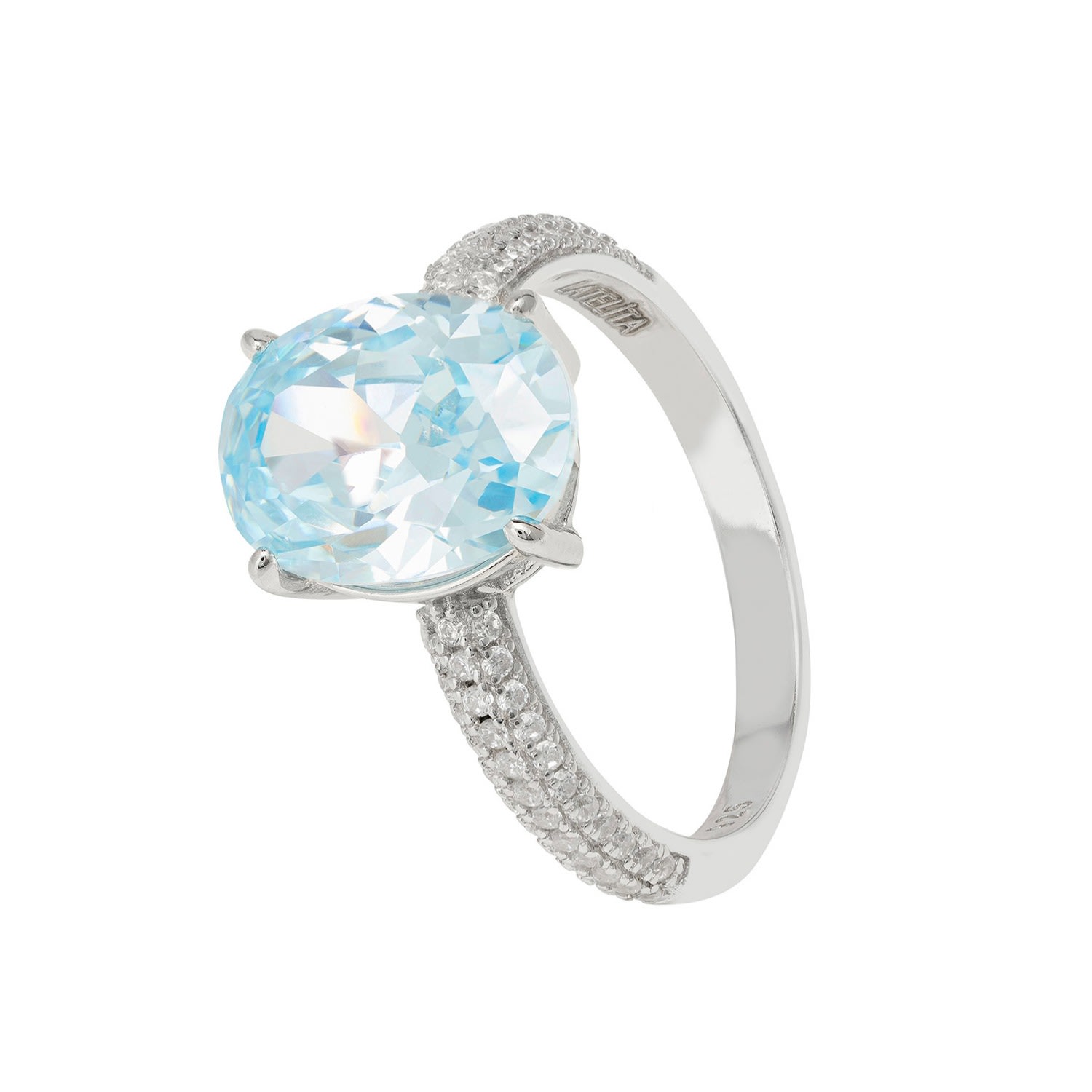 Women’s Blue / White / Silver Alexandra Oval Cocktail Ring Blue Topaz Silver Latelita