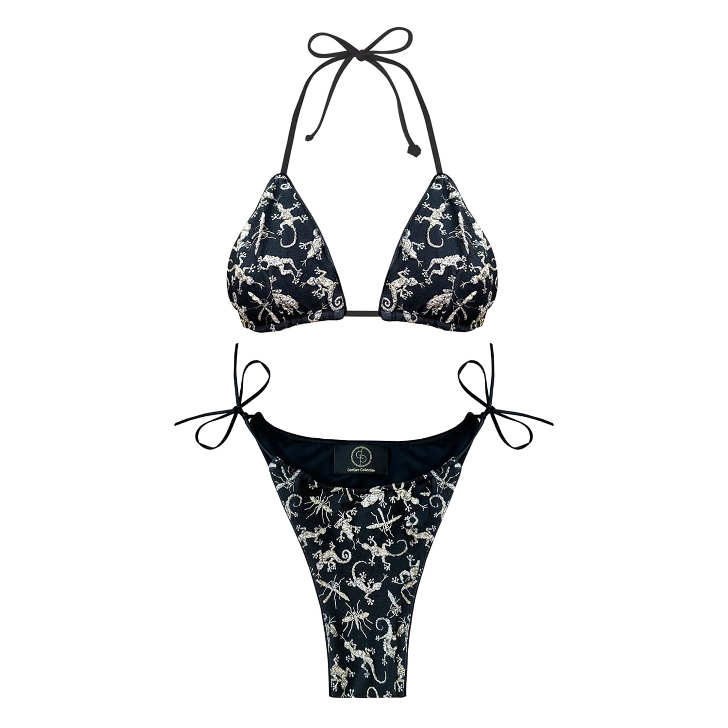 Geegee Collection Women's Black / Gold / Silver Superstitious Creatures Bikini In Black/gold/silver