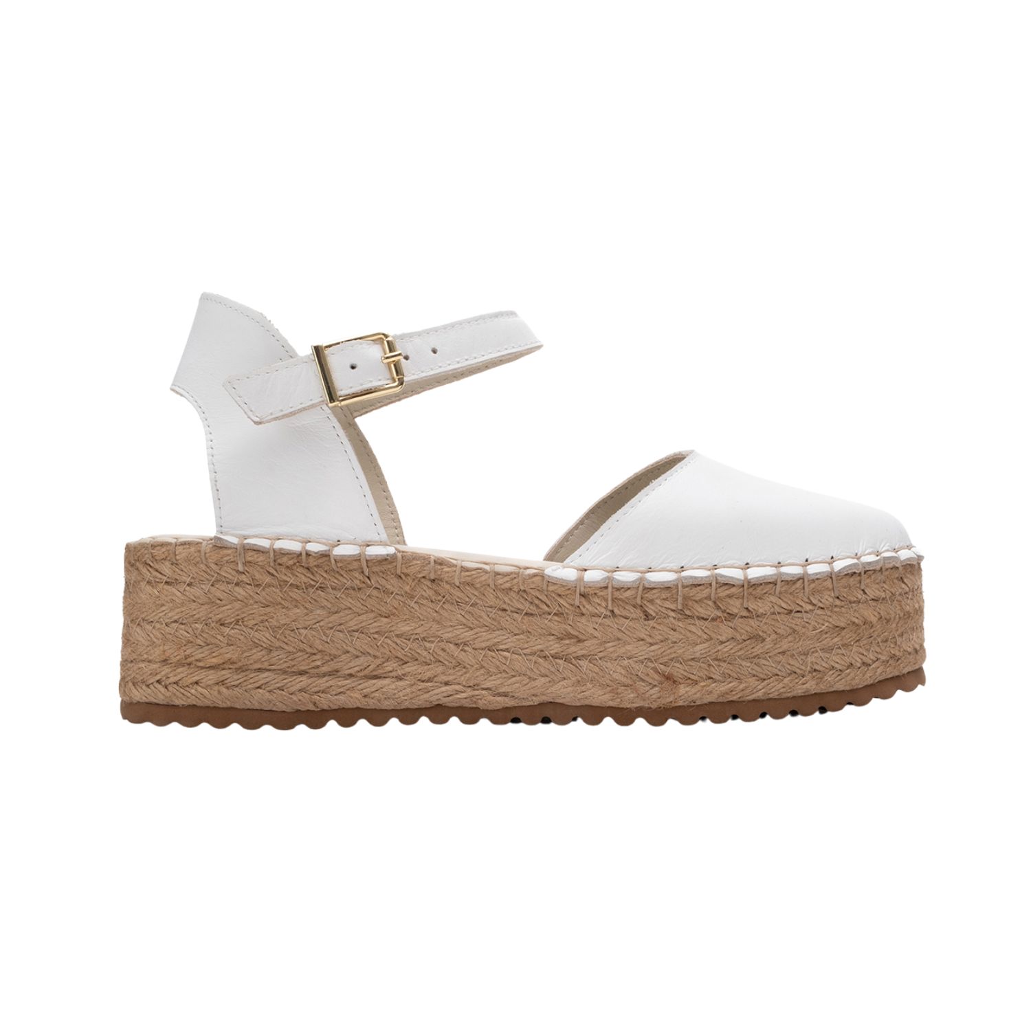 Forever & Always Shoes Women's Viba White Leather Espadrilles In White