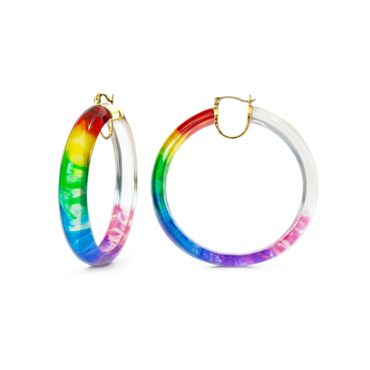 Women&rsquo;s Rainbow Tie Dye Hoop Earrings | Gold & Honey