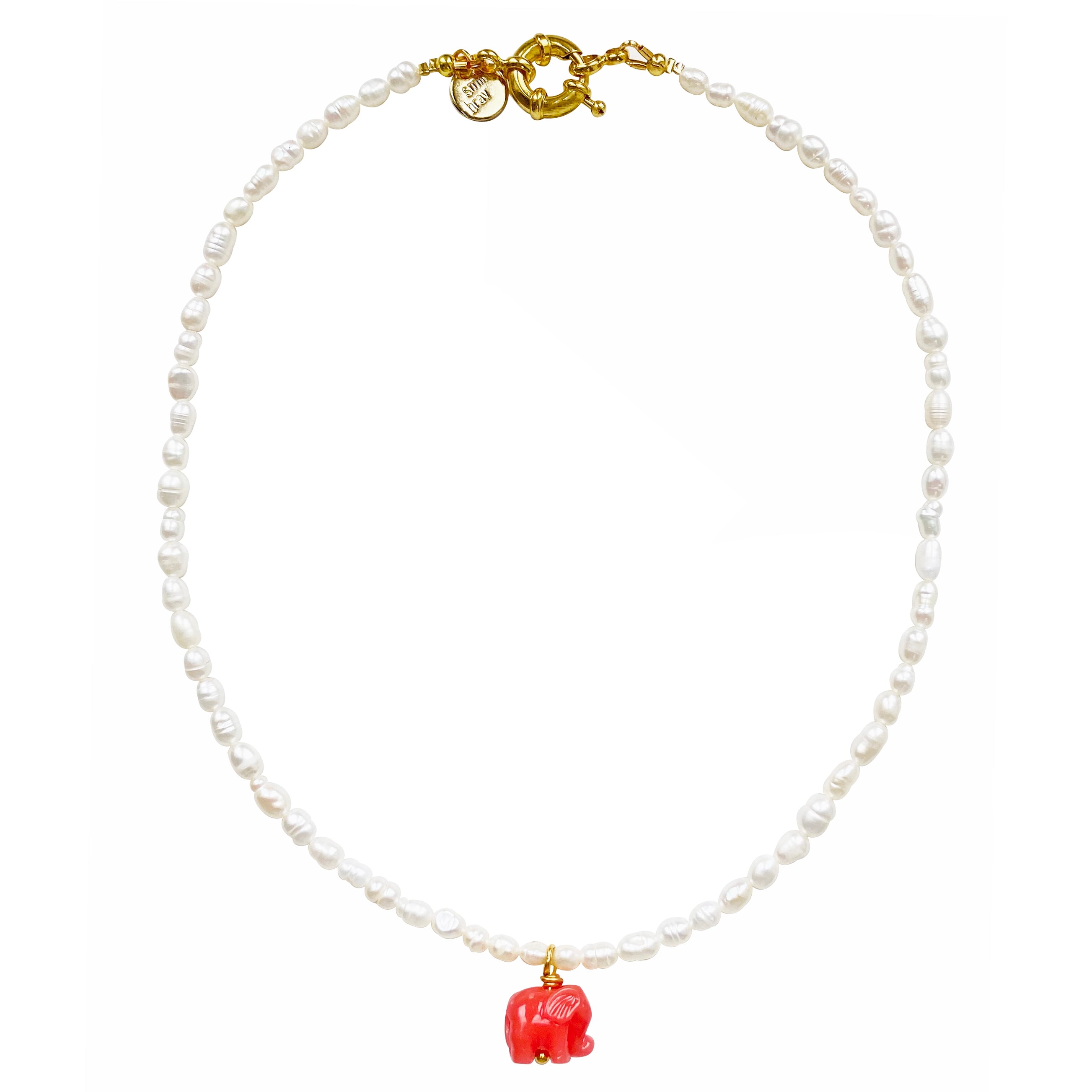 Women’s Gold / White Pearl Necklace Elephant Smilla Brav