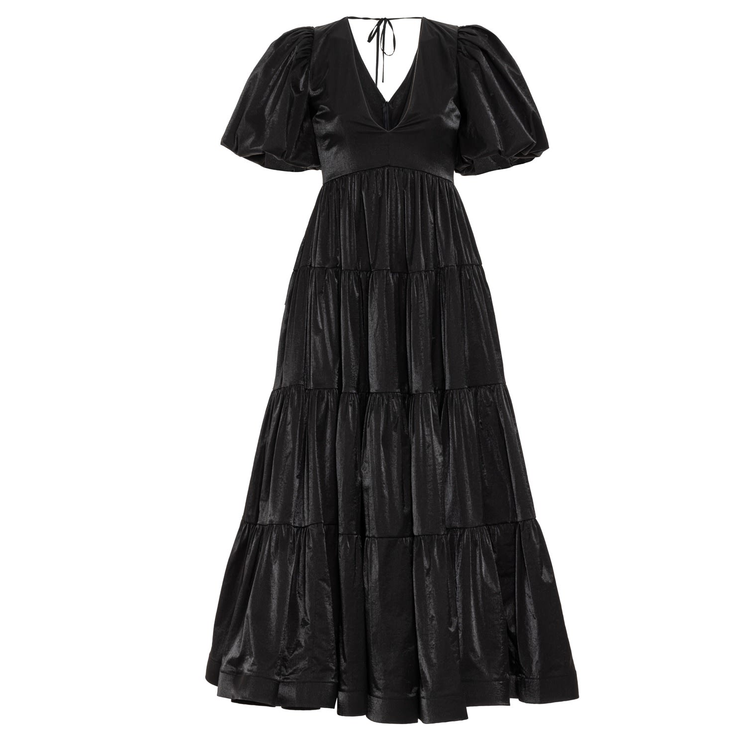 Women’s Robin Black Poplin Puff Sleeve Avantgarde Maxi Summer Dress Extra Small Fickle Hearts