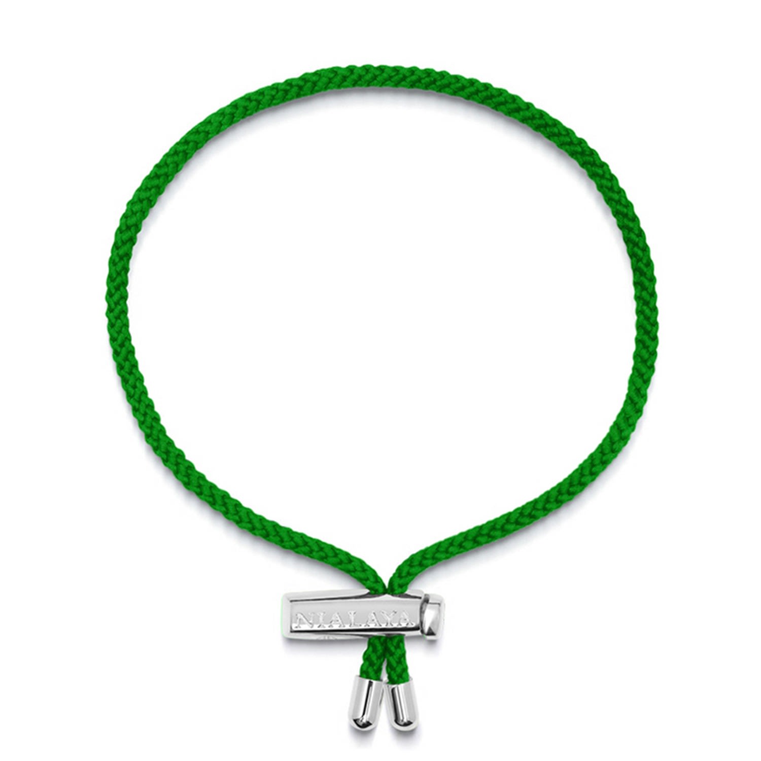 Nialaya Green / Silver Men's Green String Bracelet With Adjustable Silver Lock In Green/silver
