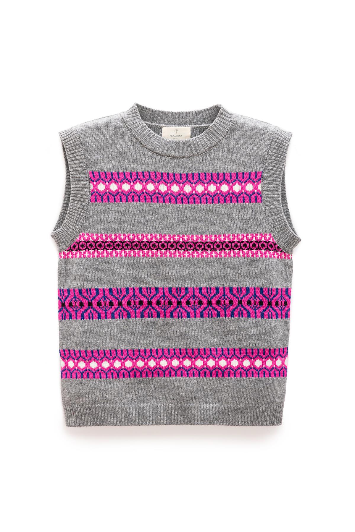 Peraluna Women's Grey / Purple Simone Jaquard Knit Vest In Grey Melange Multi In Multi