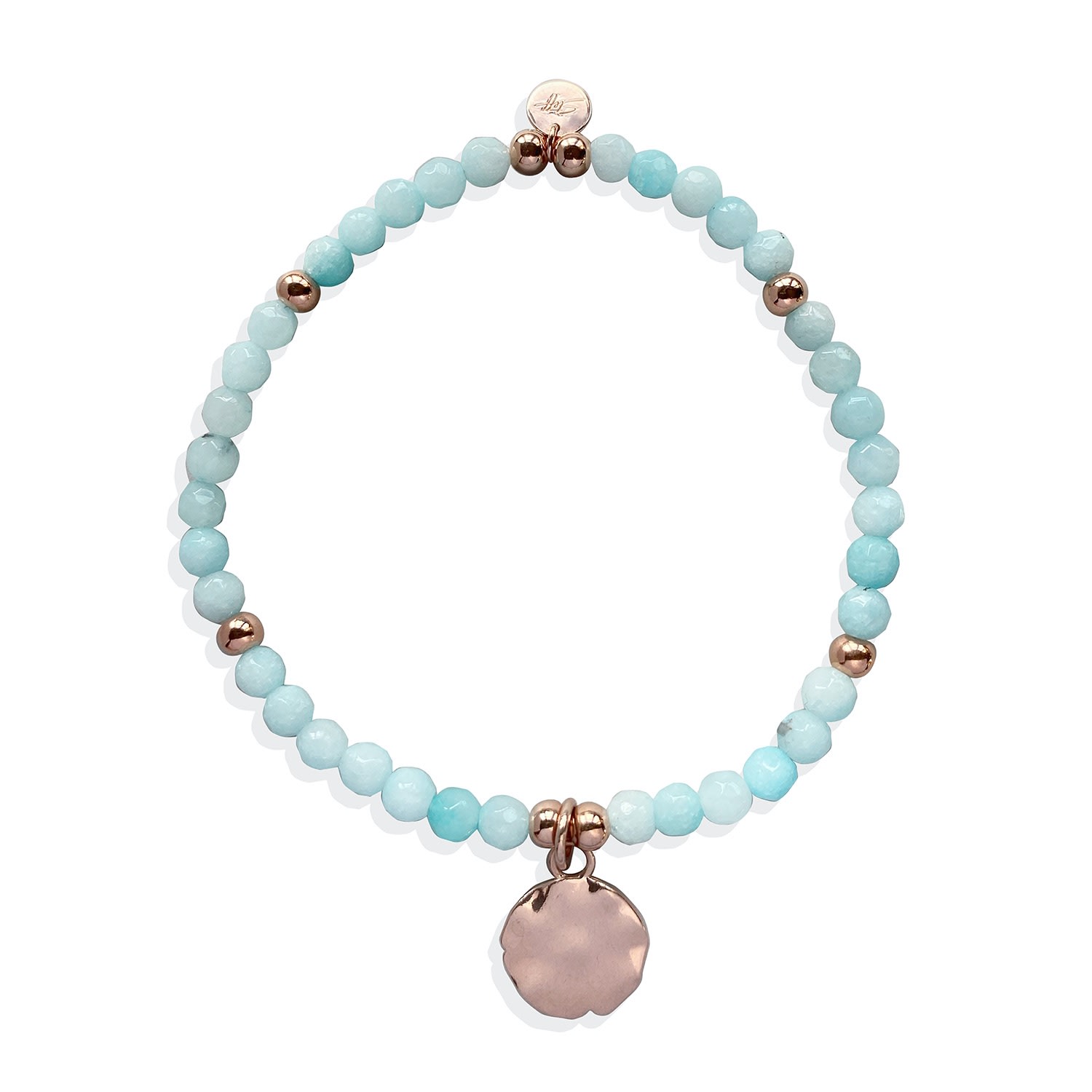 Women’s Blue / Rose Gold Rose Gold Vermeil & Jade Amazonite Gemstone Bead Bracelet Steff Jewellery