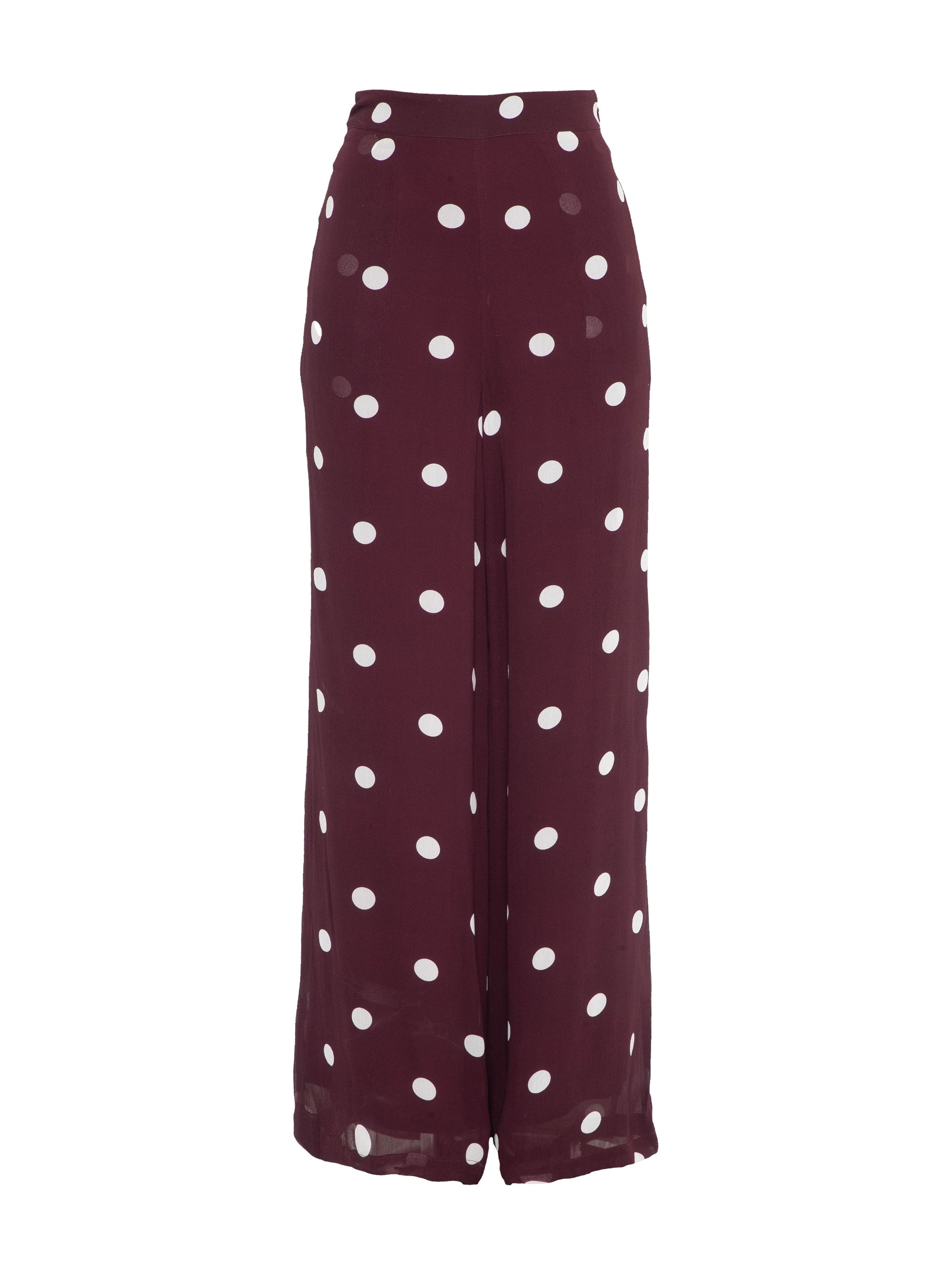 Rose & Nancy Women's Red Saphi Chocolate Wine Spot Wide Leg Trouser In Brown