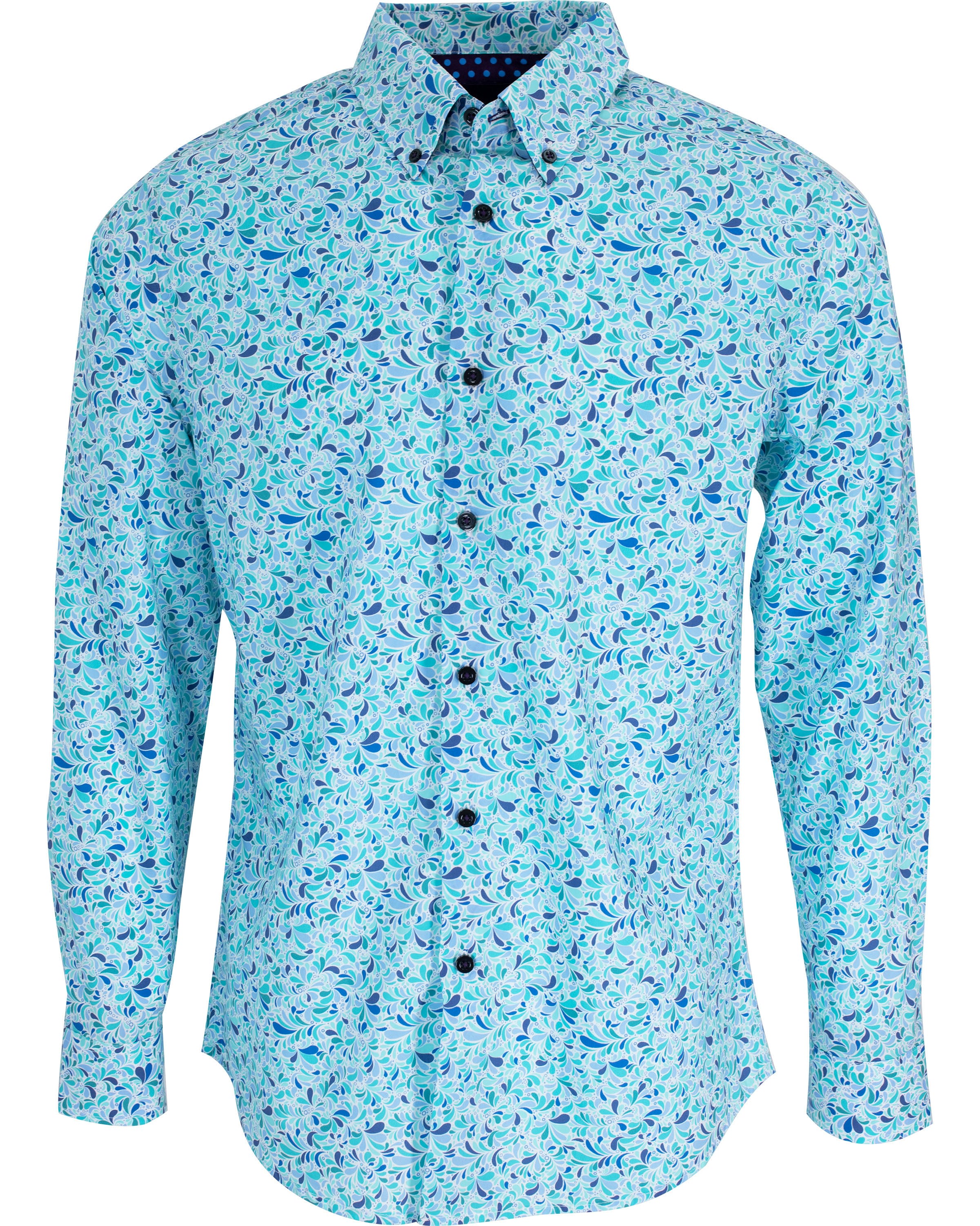 Men’s Green / Blue / Pink Mitchell Small Swirl Shirt In Lagoon Medium Lords of Harlech