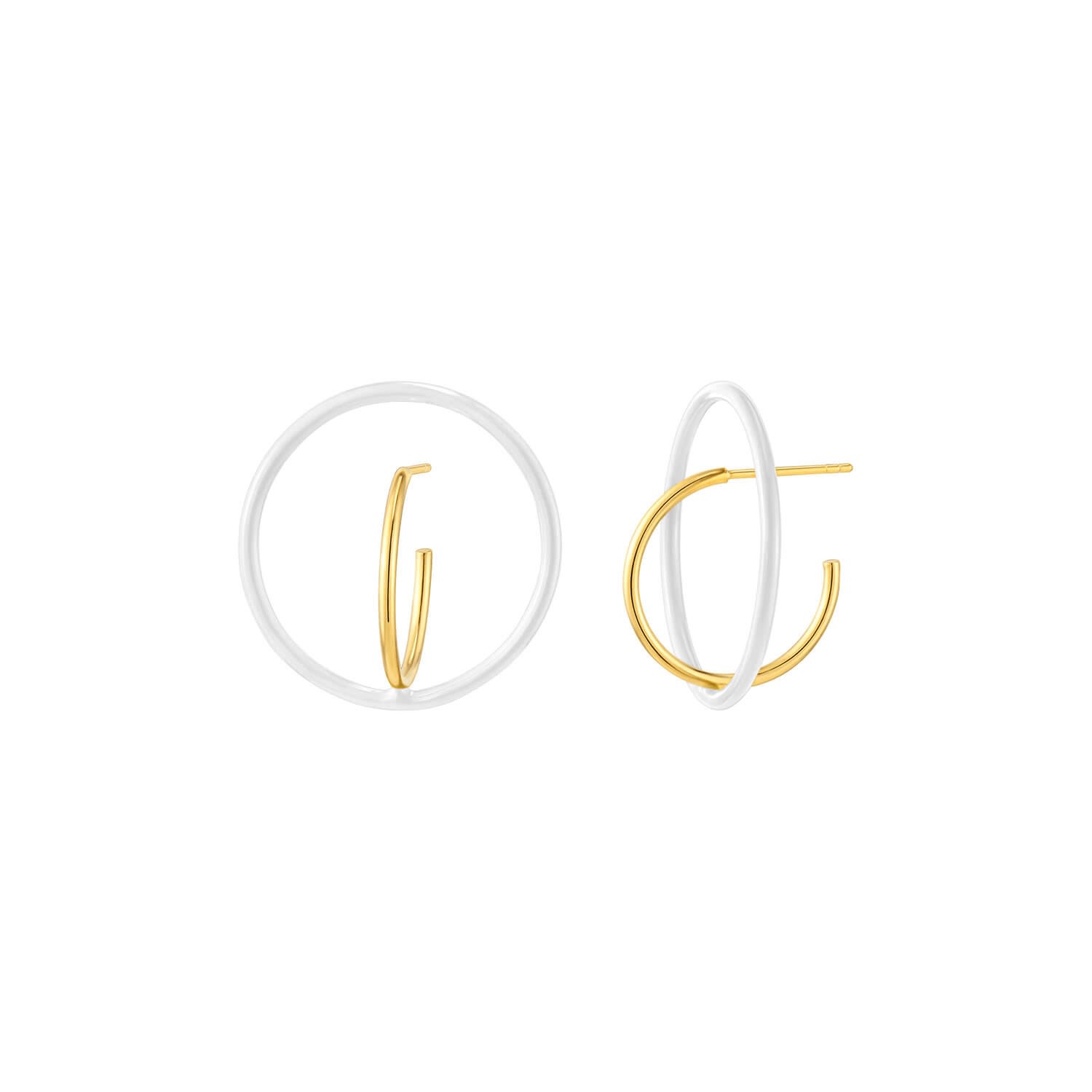 Gold & Honey Women's White / Gold Floating Enamel Earrings In White In Multi