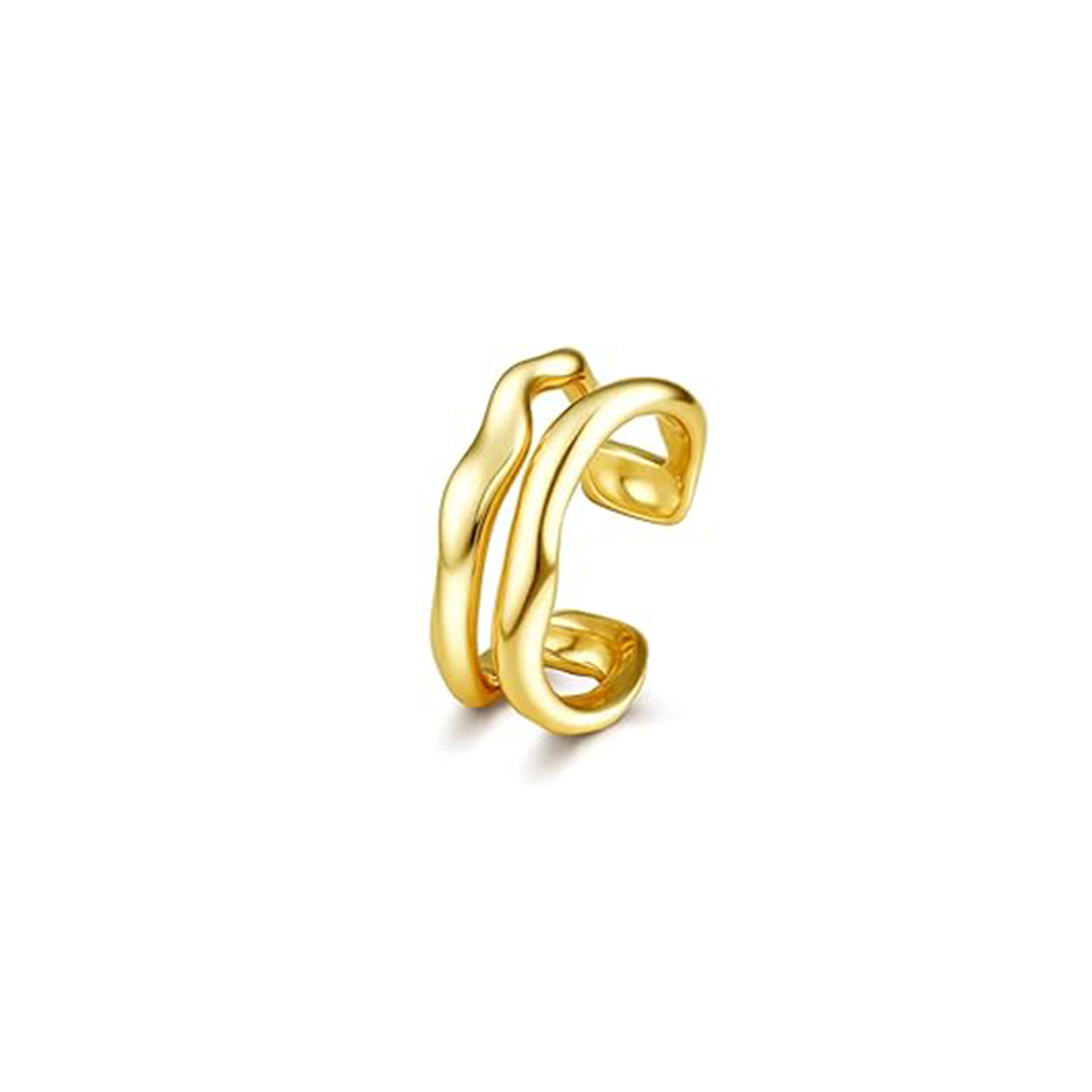 Outofoffice Women's Ear Cuff Gold Vermeil Gold Double Textured In Gold