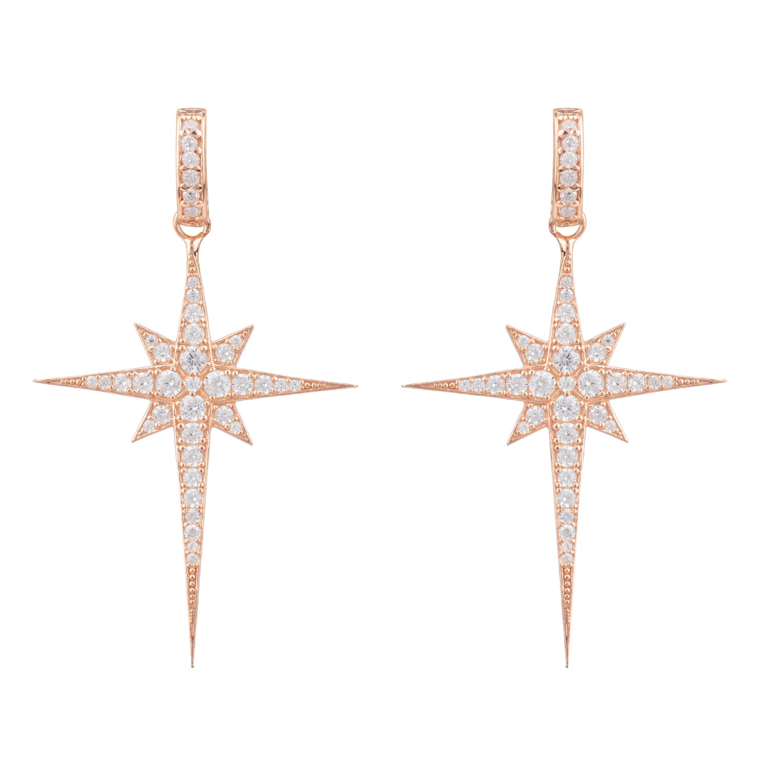 Women’s Rose Gold North Star Burst Large Drop Earrings Rosegold Latelita