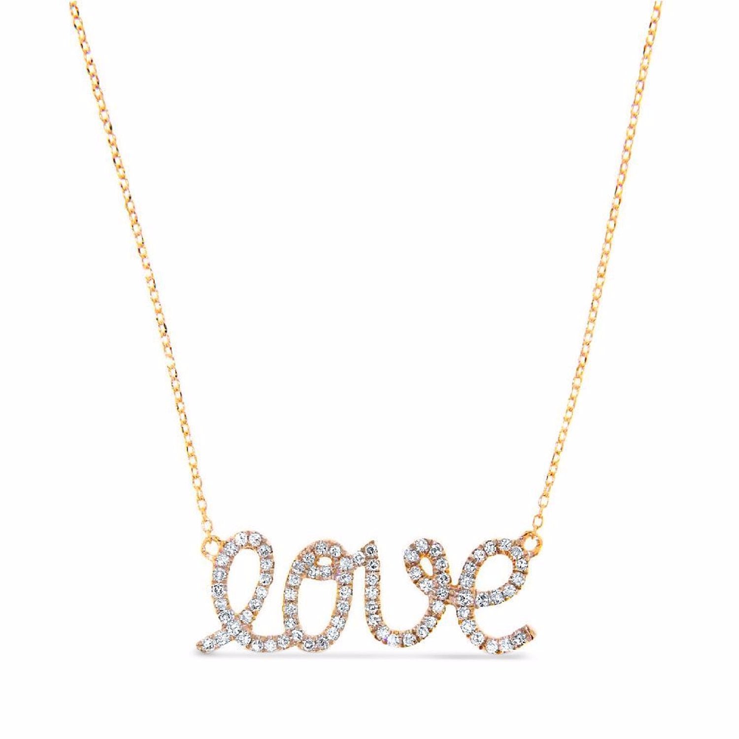 Women’s Diamond Love Necklace 14K Yellow Gold Cosanuova