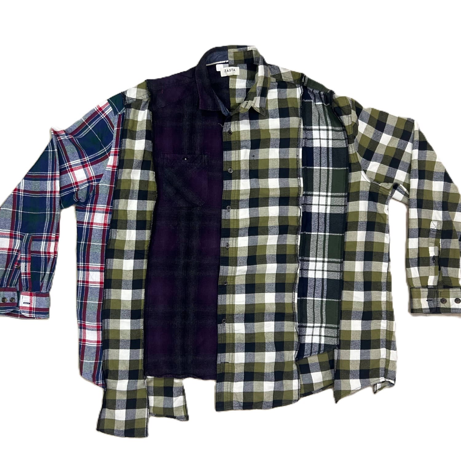 Zasta Studio Men's Deconstructed Flannel Shirt C In Blue