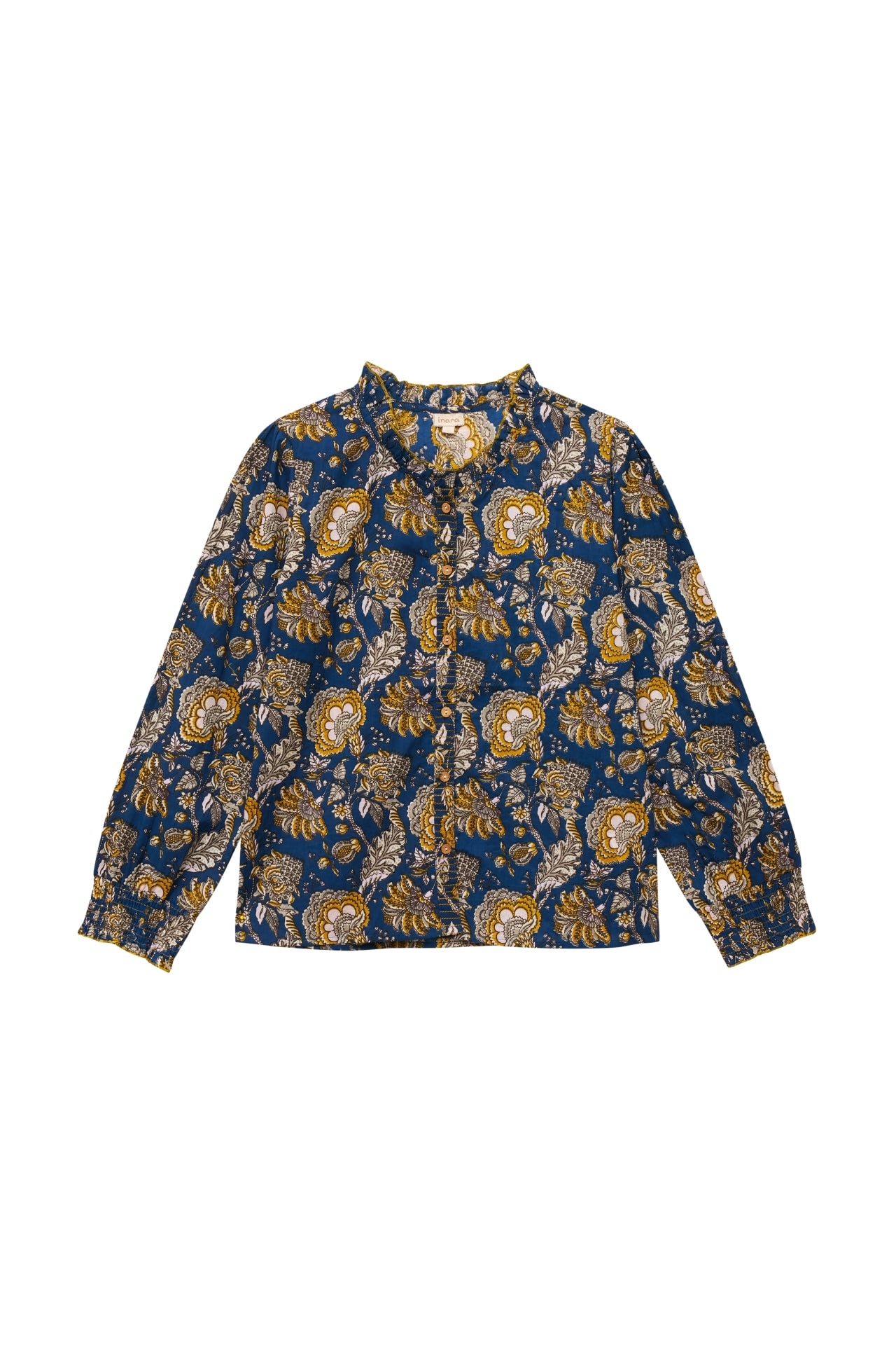 Inara Blue Midnight Marigold Women's Cotton Top In Blue