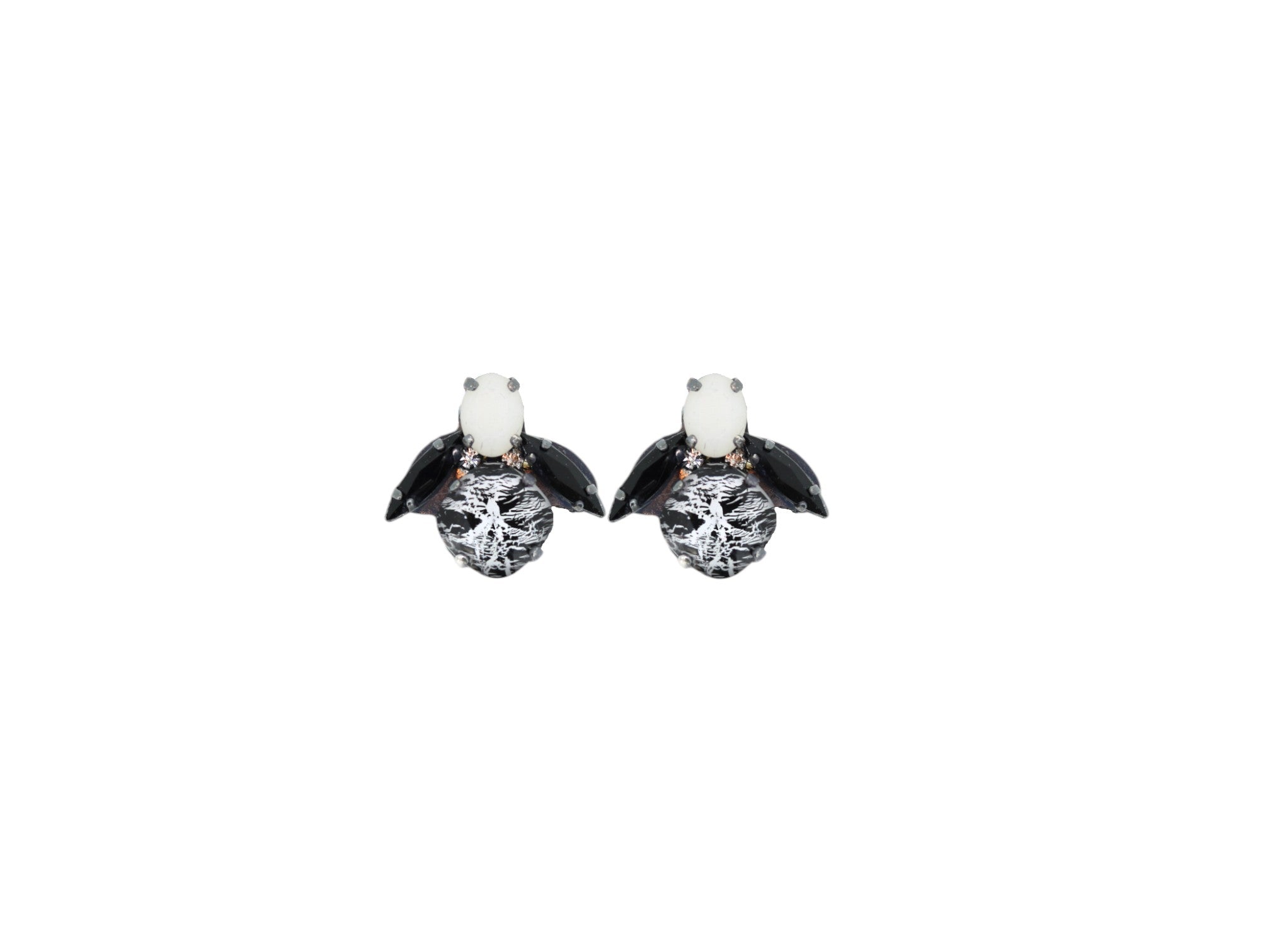 Vickisarge Women's The Spooky White Bee Earrings In Oxidised Silver - Pierced