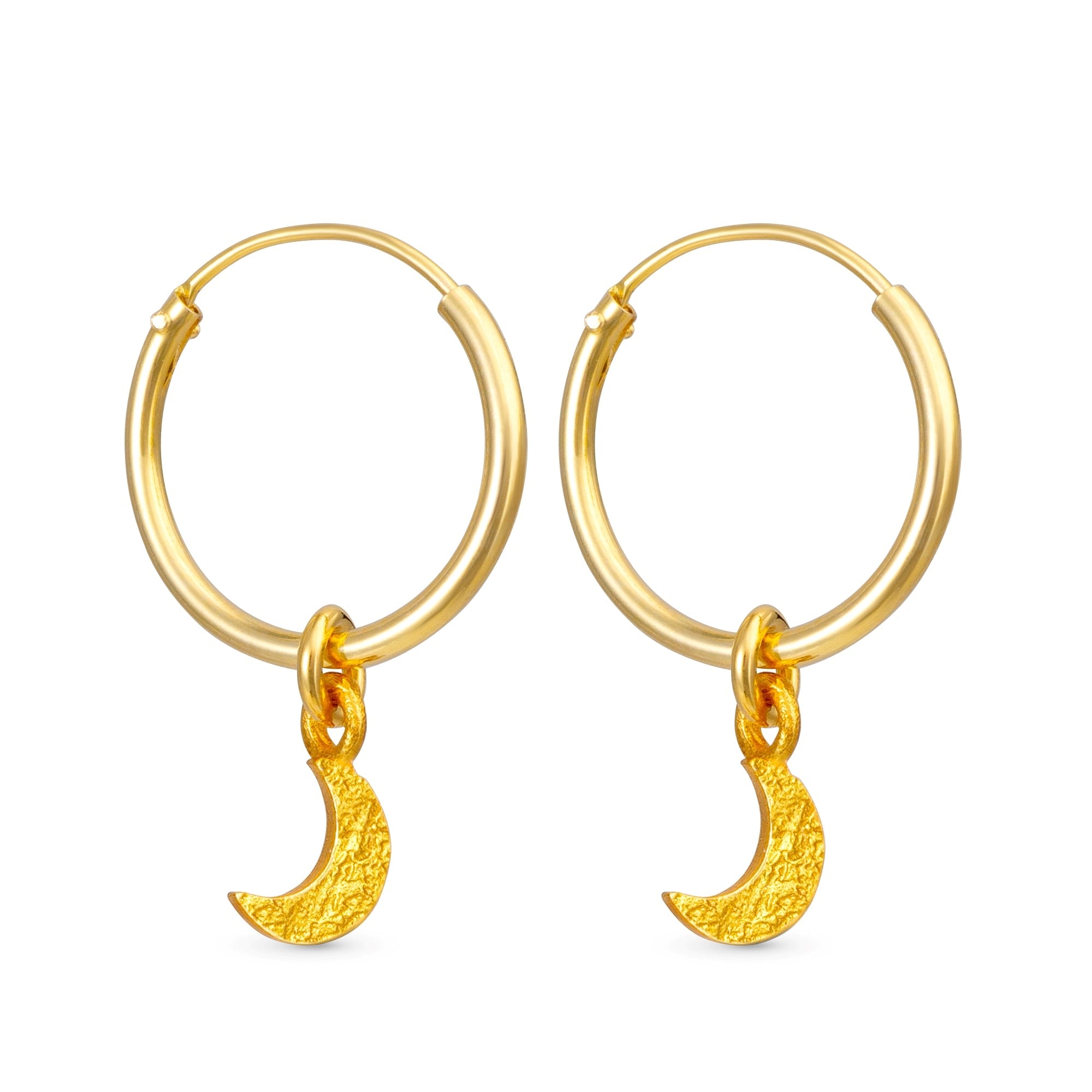 Women’s Gold Moon Charm Huggie Hoop Earrings Lunar James