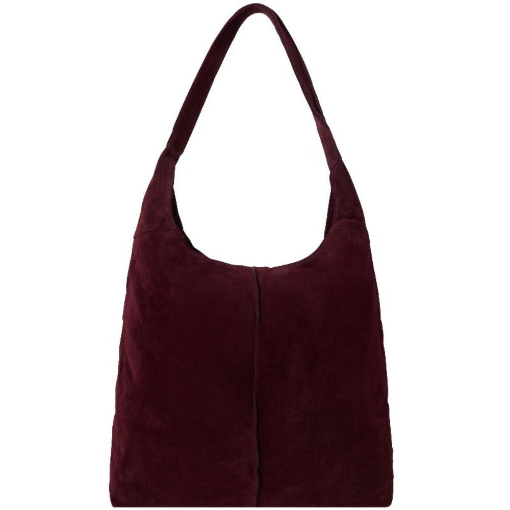 Women’s Red Maroon Soft Suede Hobo Shoulder Bag Bxxld One Size Brix+Bailey