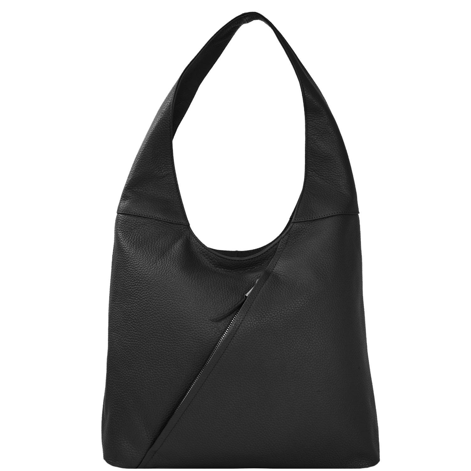 Women’s Black Leather Zip Shoulder Hobo Bag Brix+Bailey