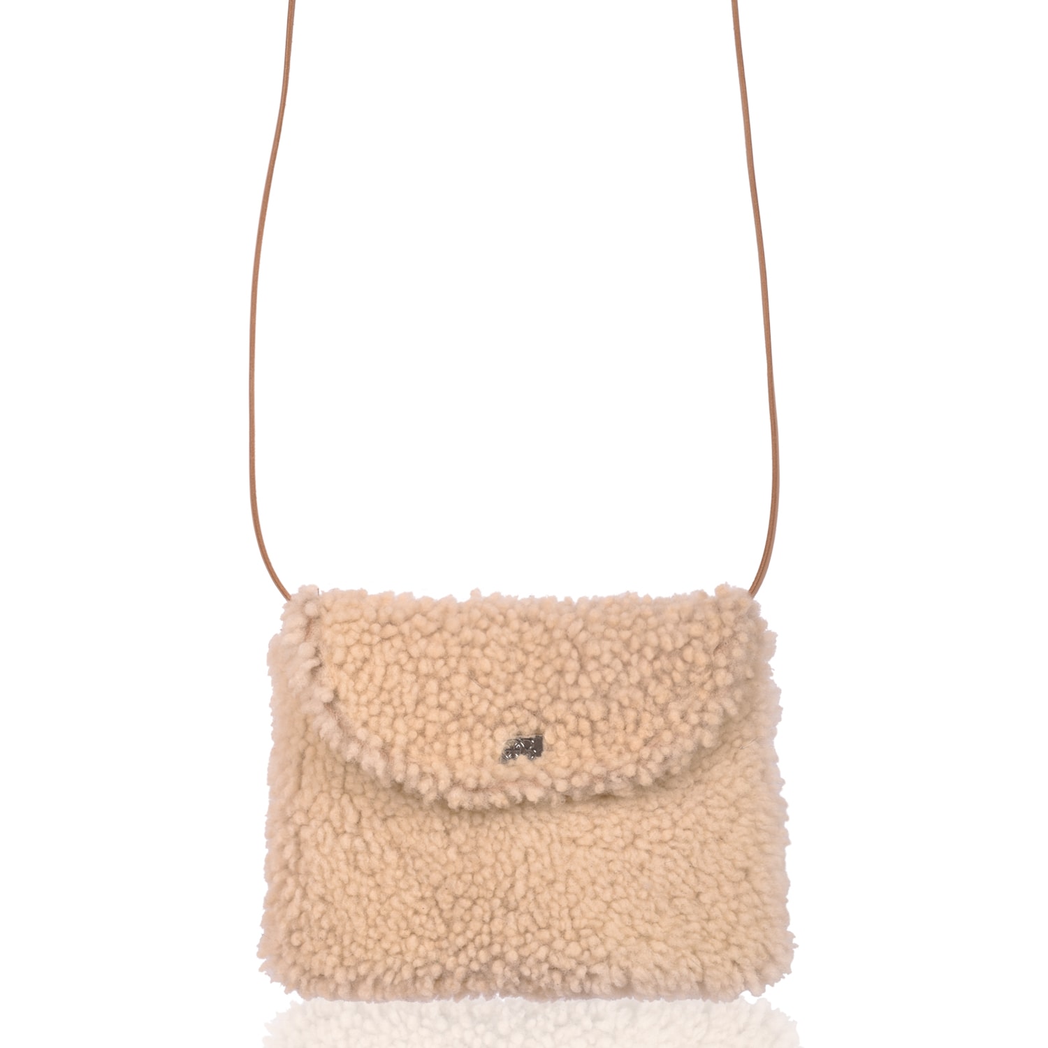 Owen Barry Women's White Sheepskin Crossbody Bag Cream Beige - Boo In White