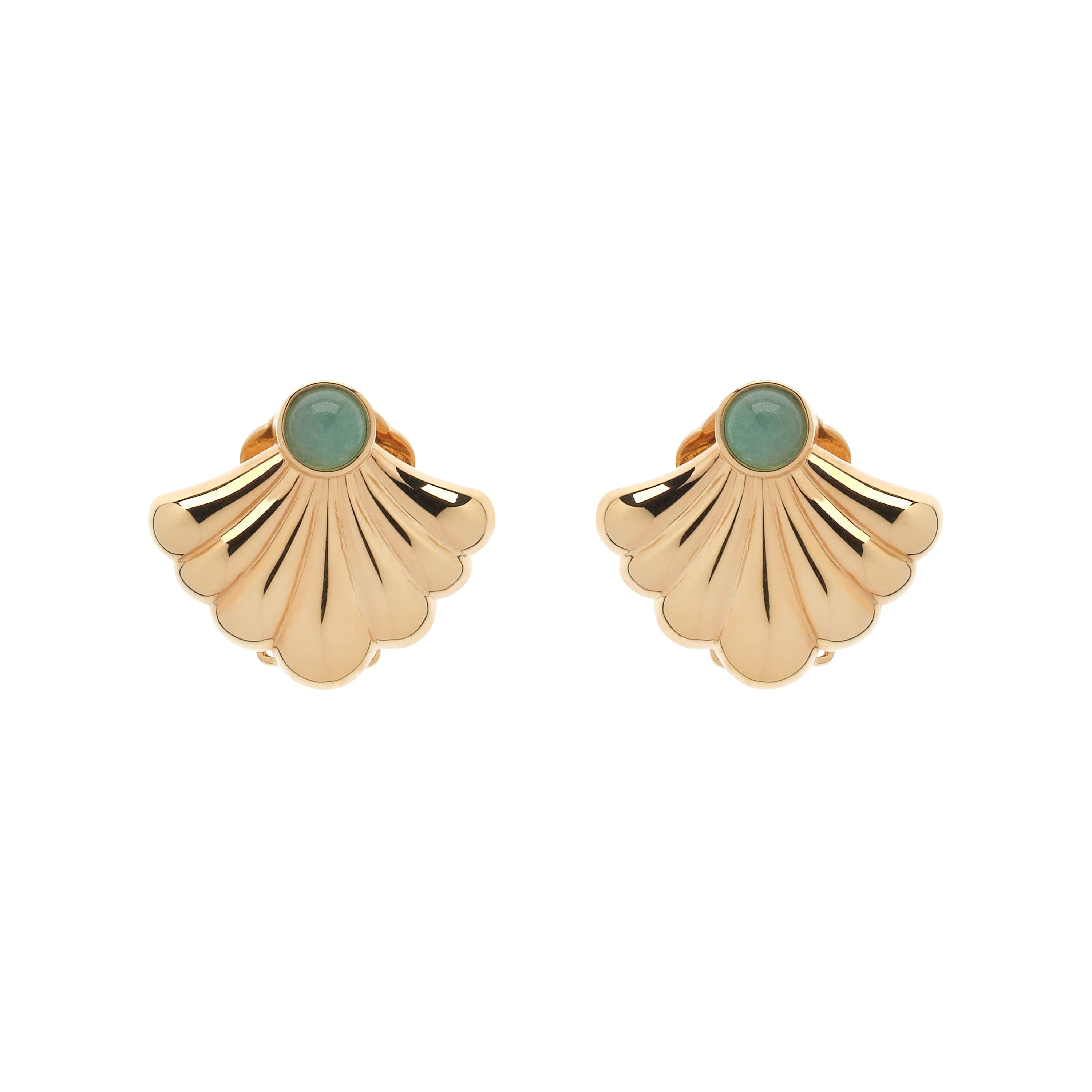 Emma Holland Jewellery Women's Gold / Green Gold Fan & Aventurine Clip Earrings In Multi