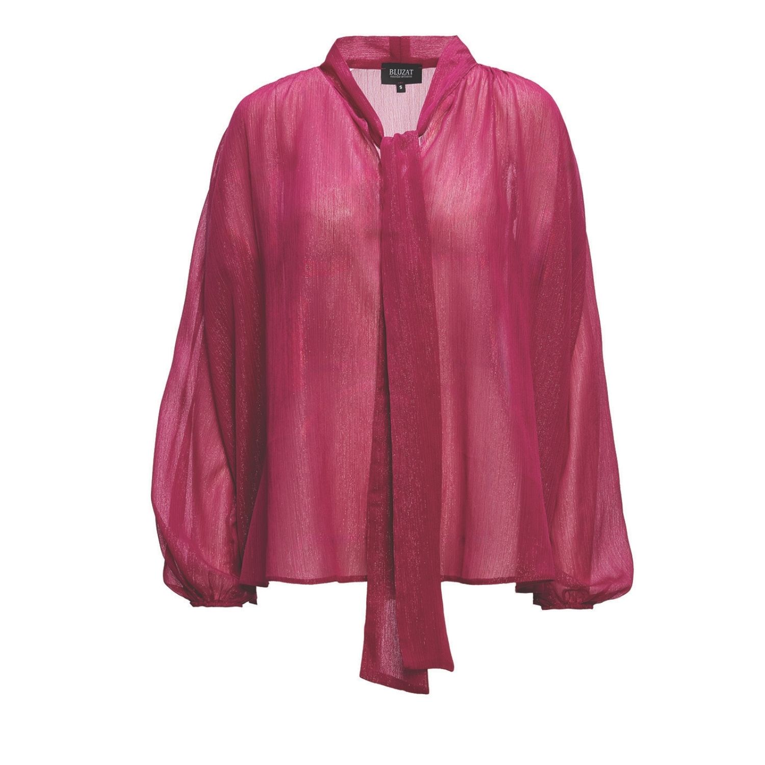 Bluzat Women's Pink / Purple Fuchsia Blouse With Inserts And Scarves In Pink/purple