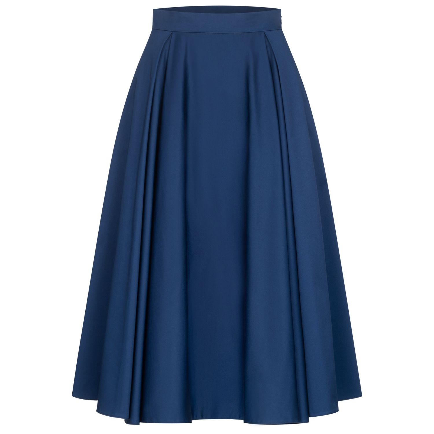 Marianna Déri Women's Navy Blue Pleated Cotton Sateen Skirt In Blue