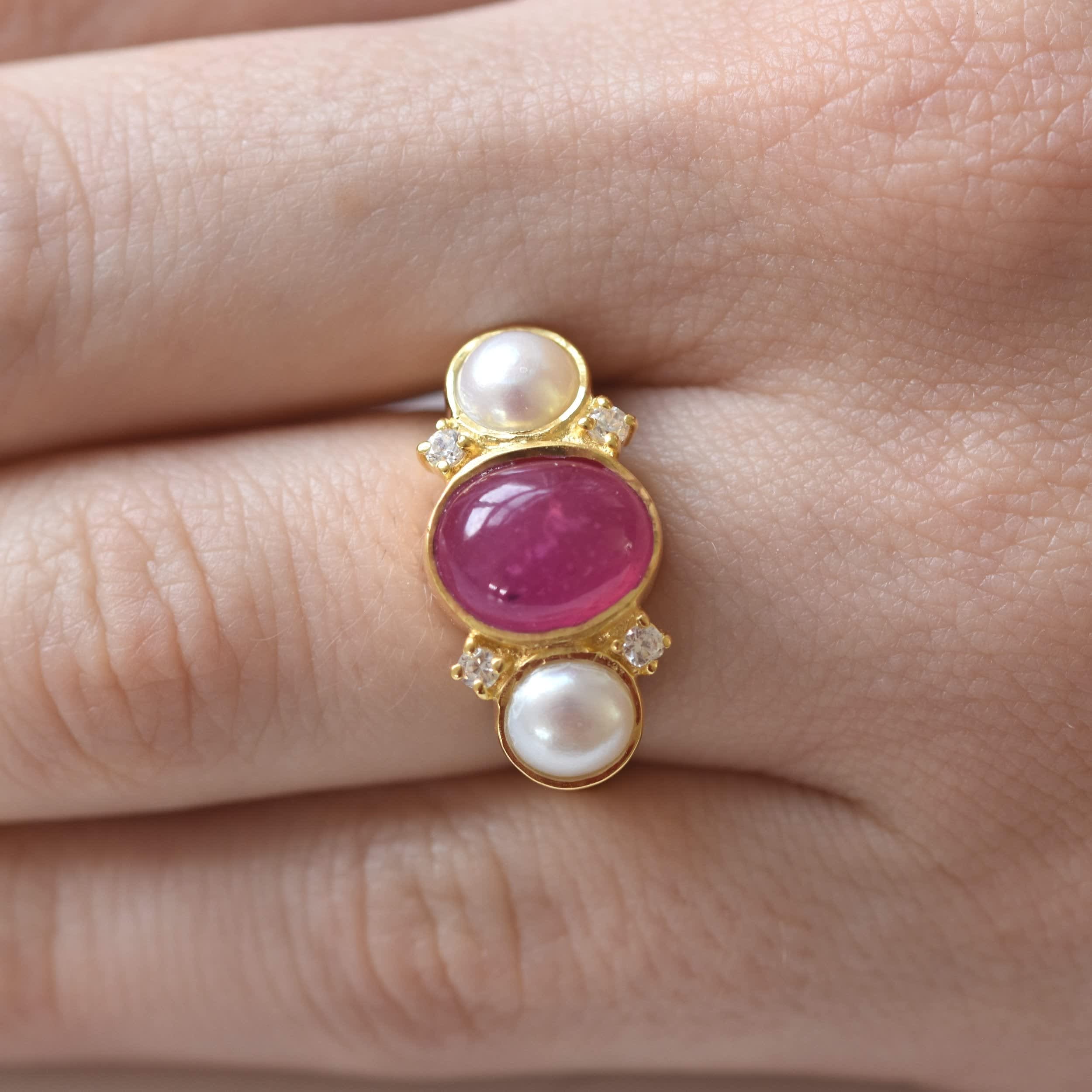 Pearl and ruby clearance ring
