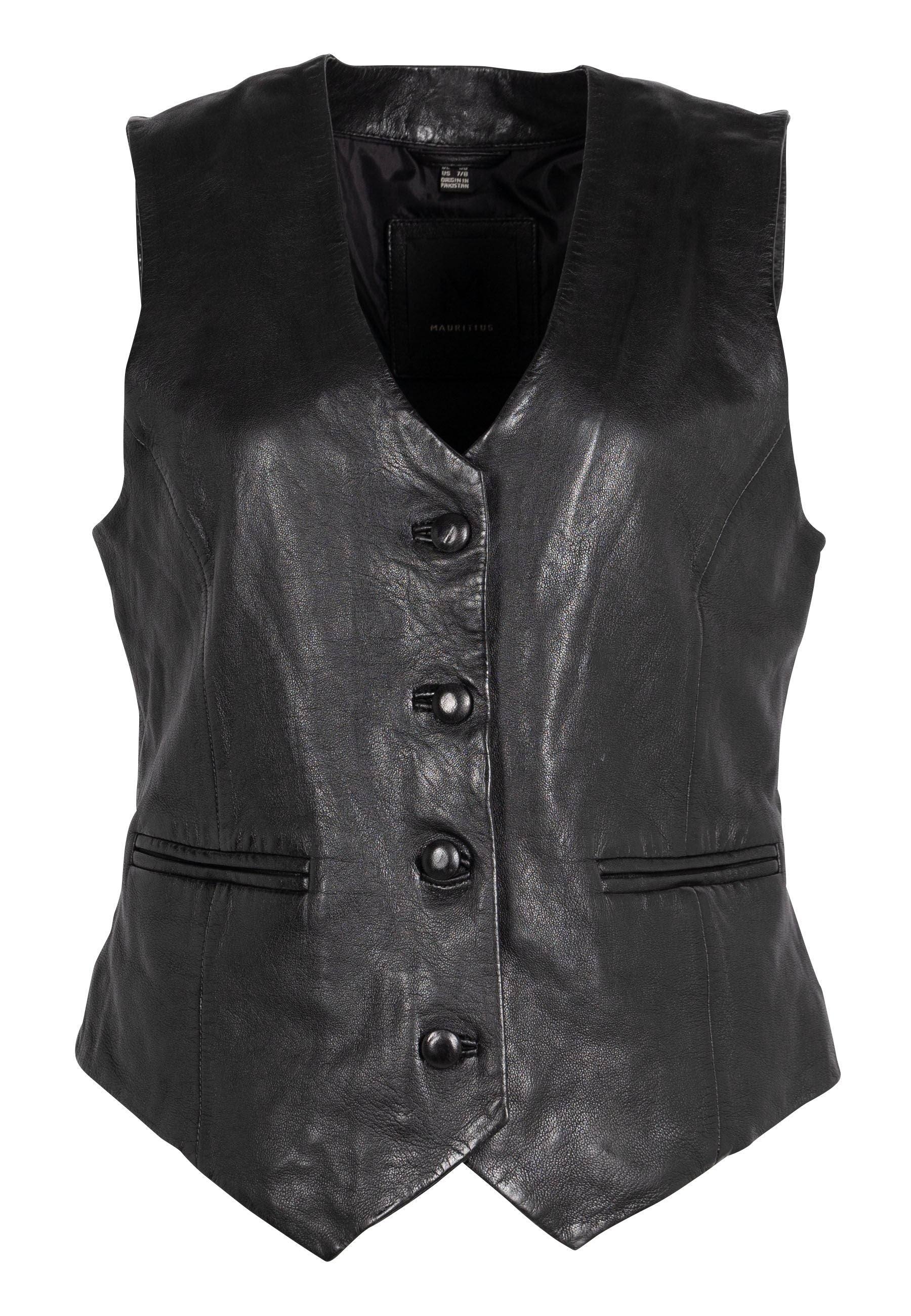 Mauritius Kiralee Rf Leather Vest In Black In Black
