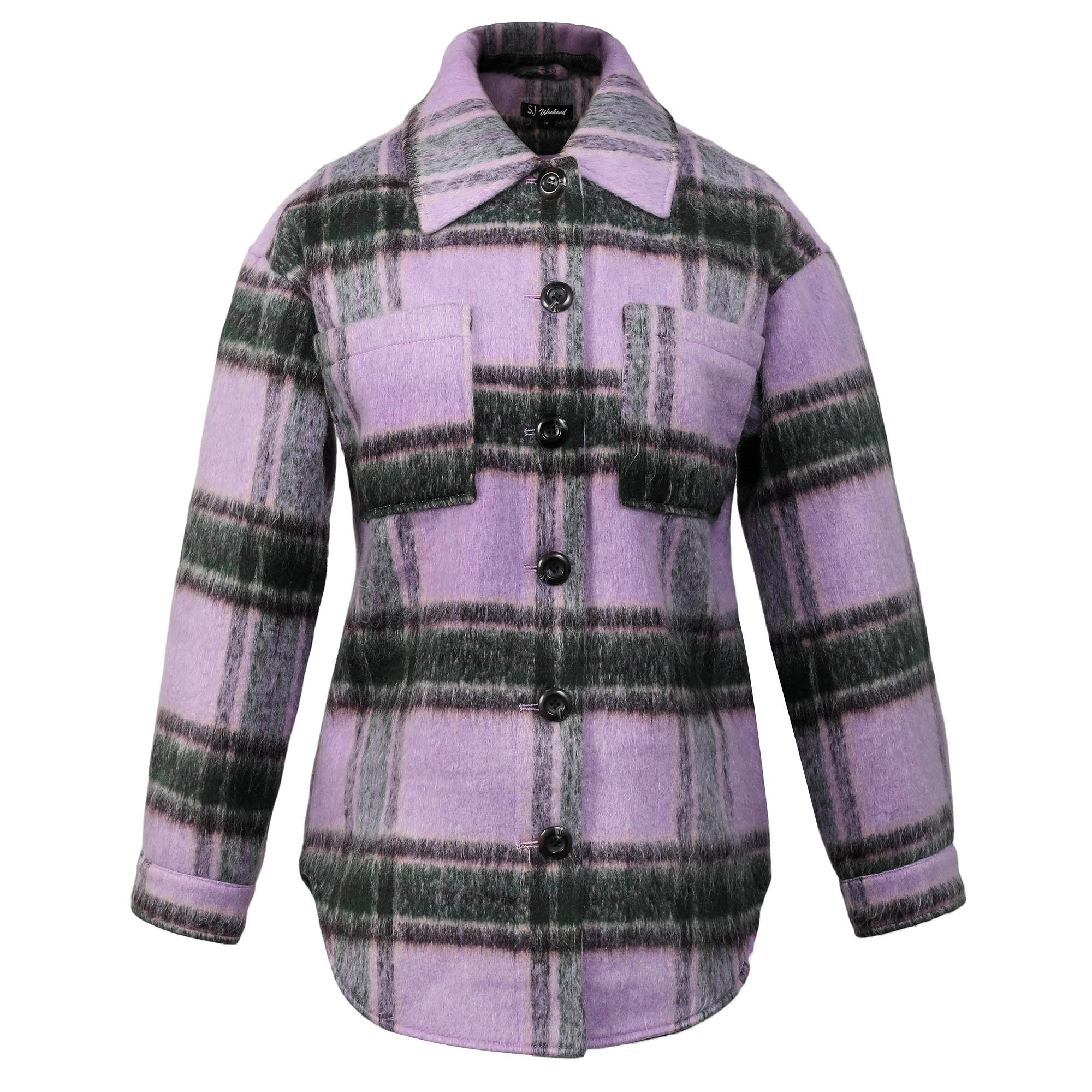 Smart And Joy Women's Pink / Purple Oversize Tartan Jacket In Pink/purple