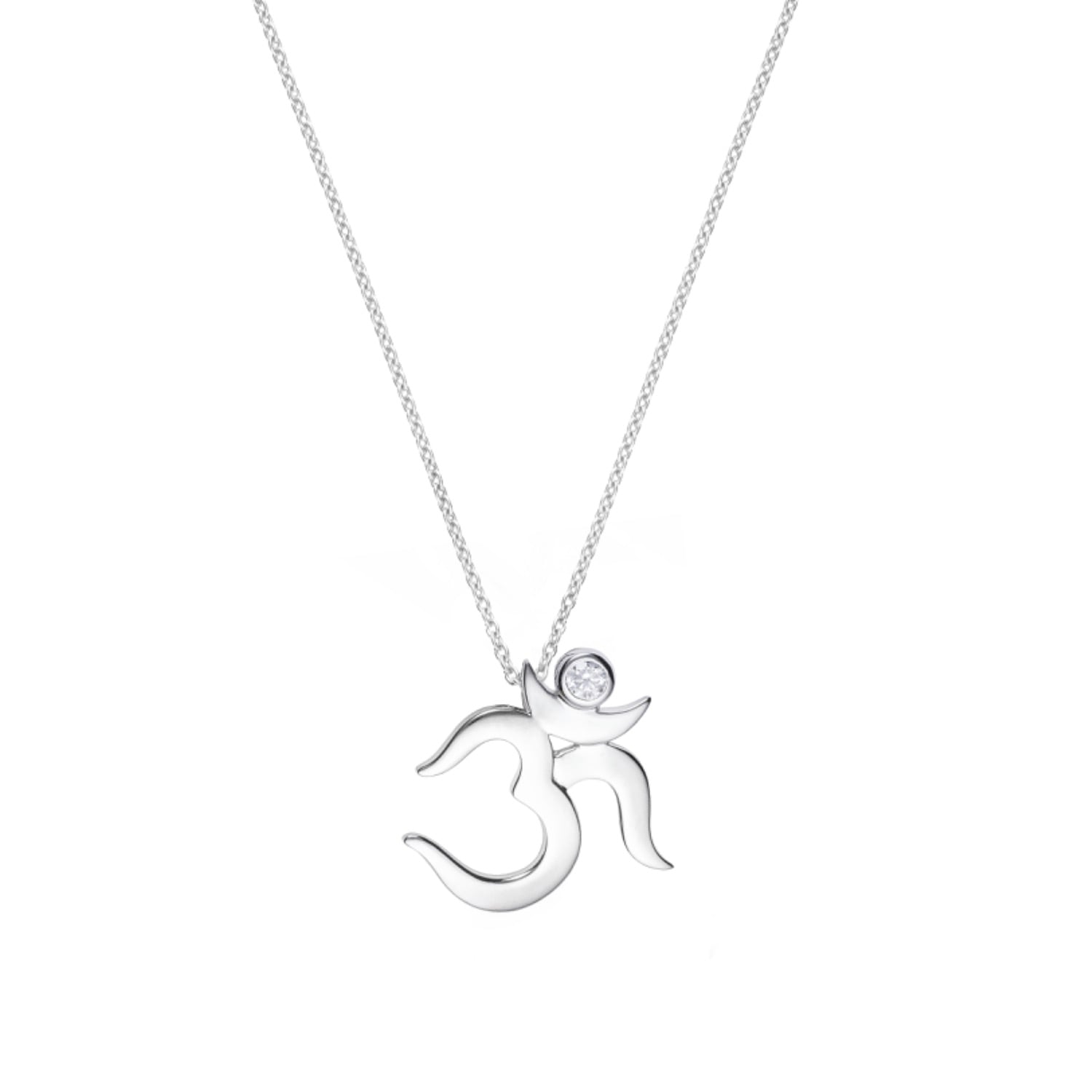 Sohavi Women's Dainty Silver Om Necklace With Cubic Zirconia