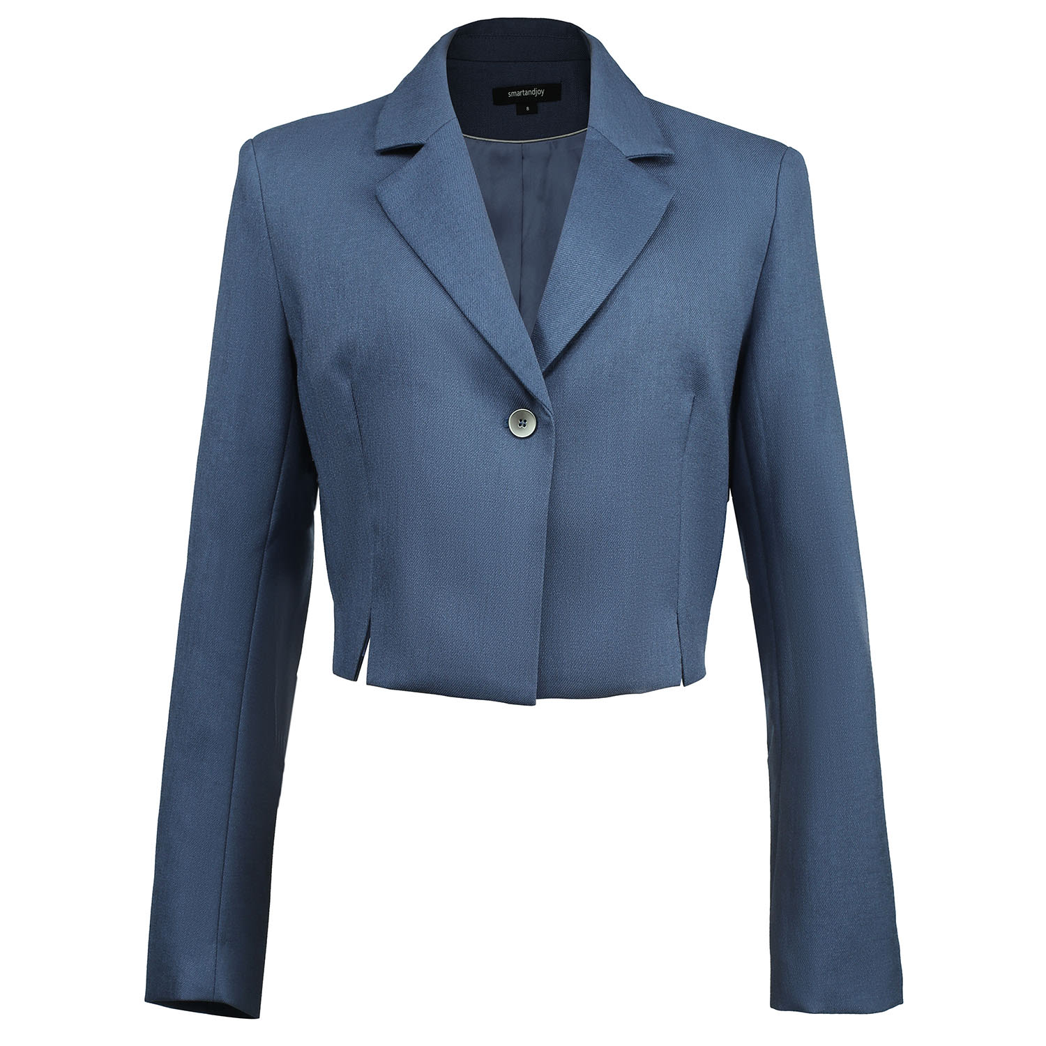 Smart And Joy Women's Crop Tailor Jacket - Blue In Blue