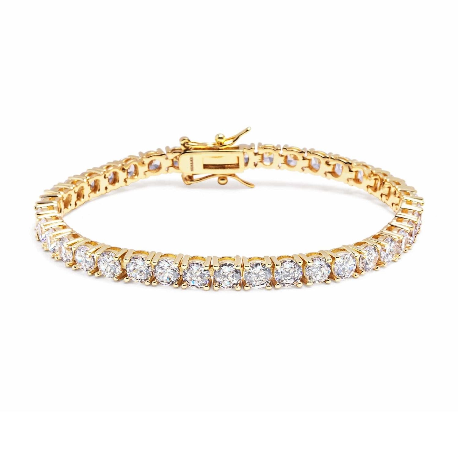 Nialaya Men's Tennis Bracelet With Gold