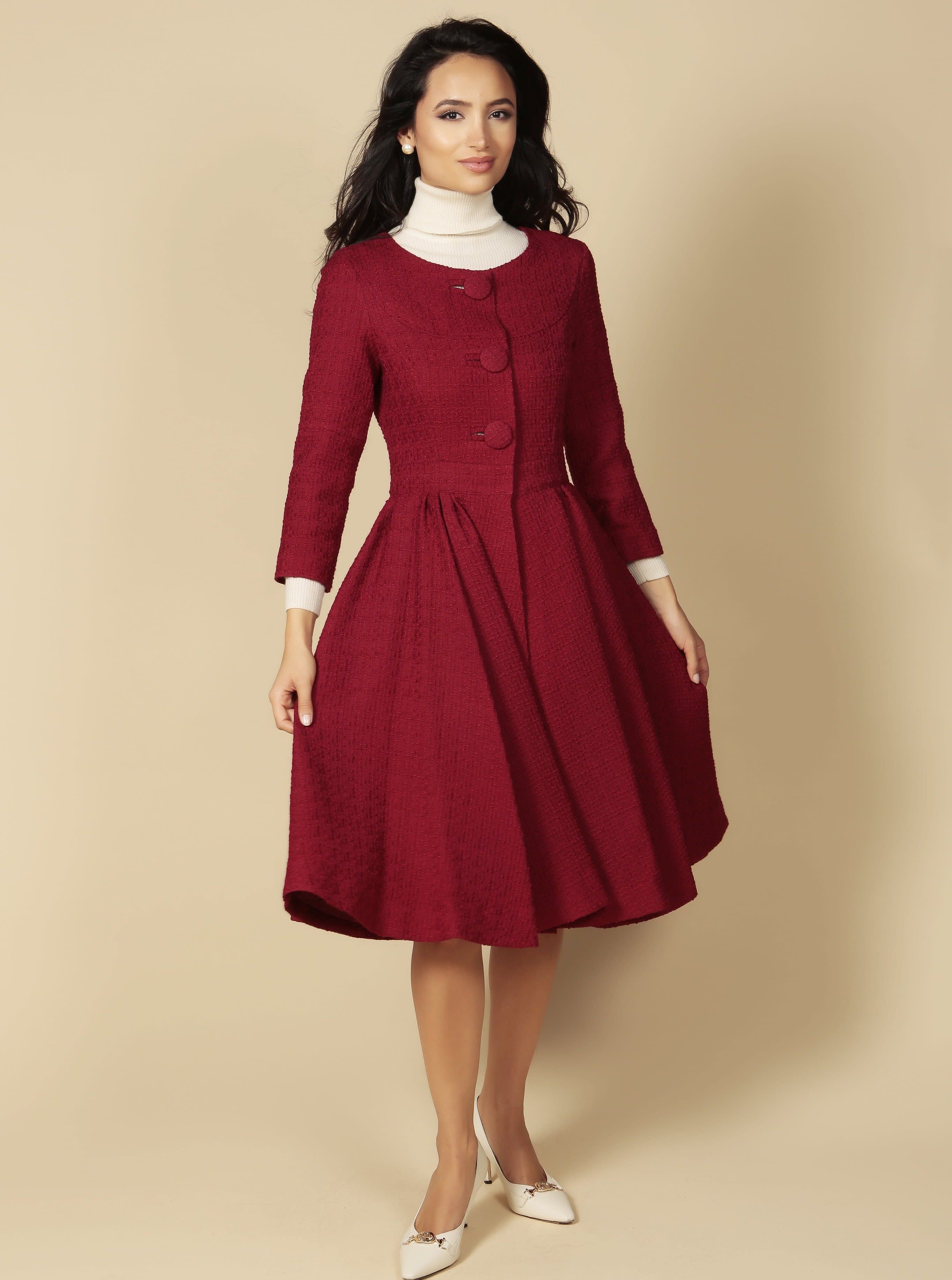 Limited Edition 'My Fair Lady' Italian Wool Swing Dress Coat In Rosso ...