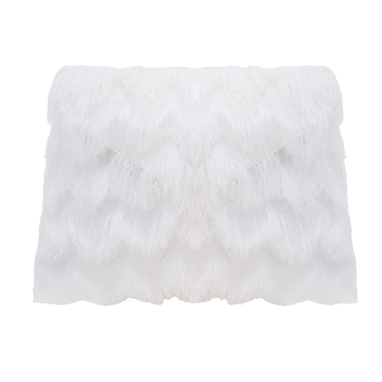 Julia Allert Women's Textured Fringe Envelope Clutch Bag - White In White