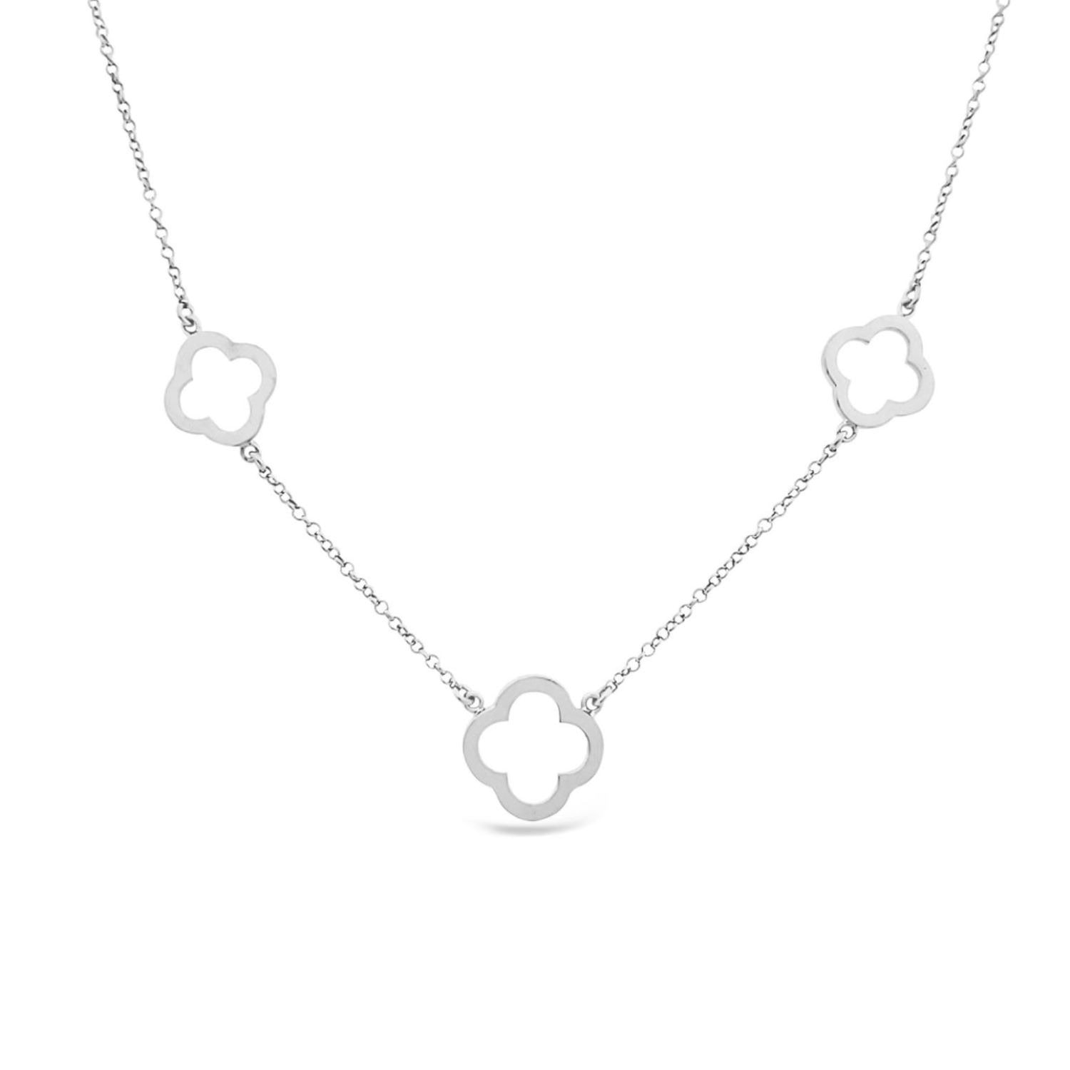Lutiro Women's Silver Three Open Four Clover Necklace In Silver